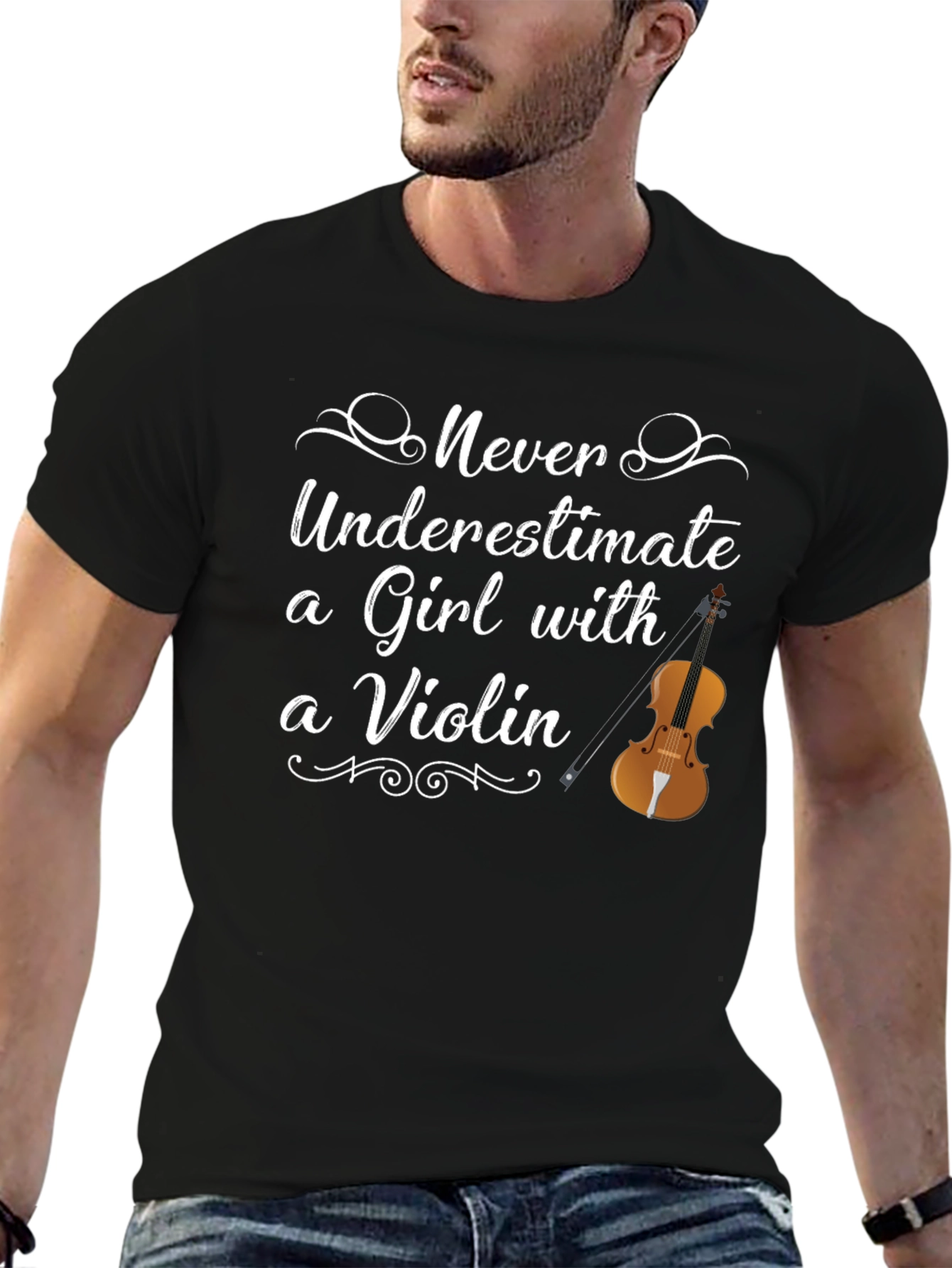 Never Underestimate a Girl with a Violin T-Shirt