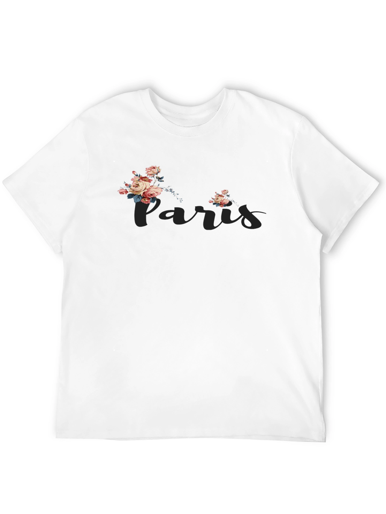 Paris Floral Graphic Tee - Stylish Black T-Shirt