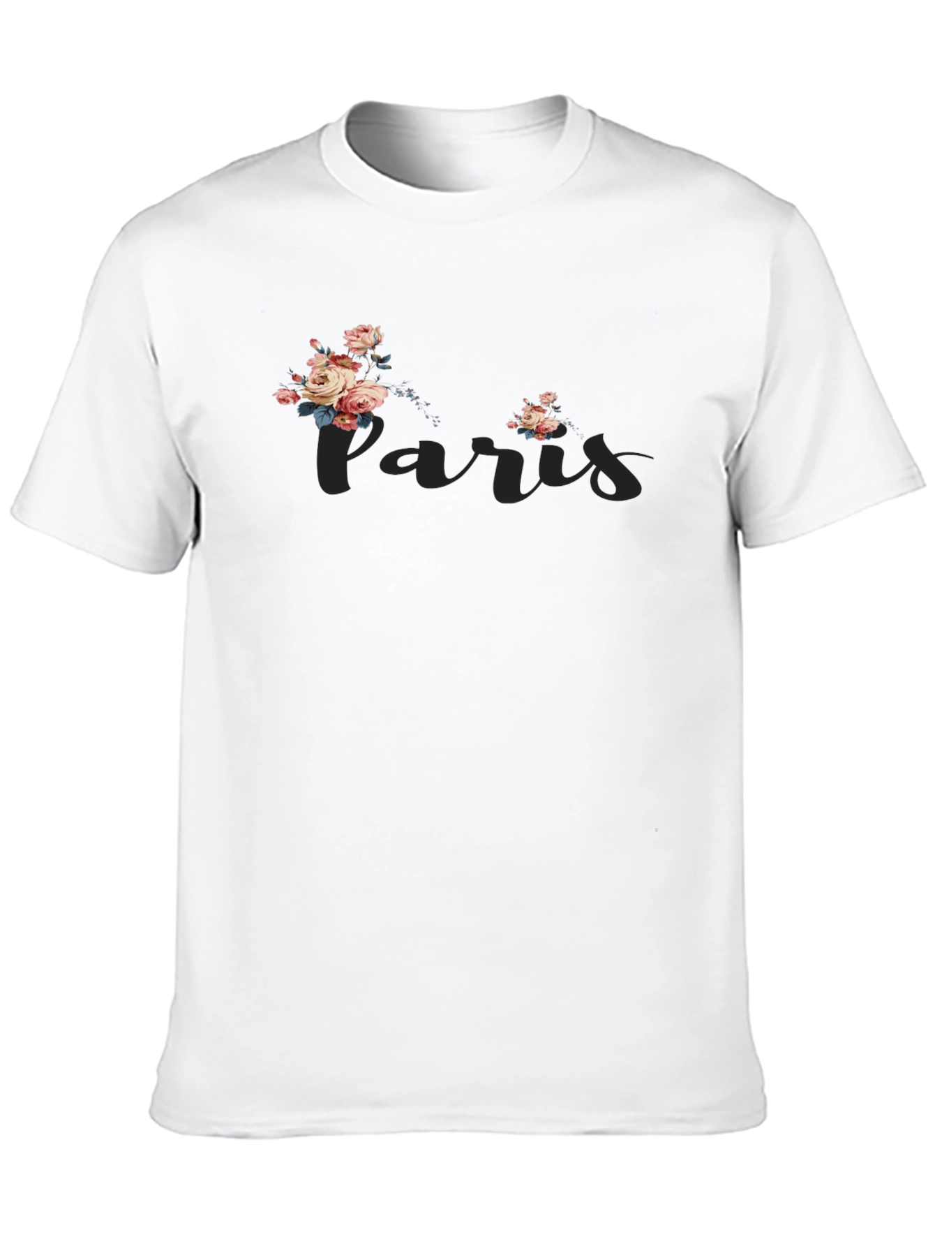 Paris Floral Graphic Tee - Stylish Black T-Shirt