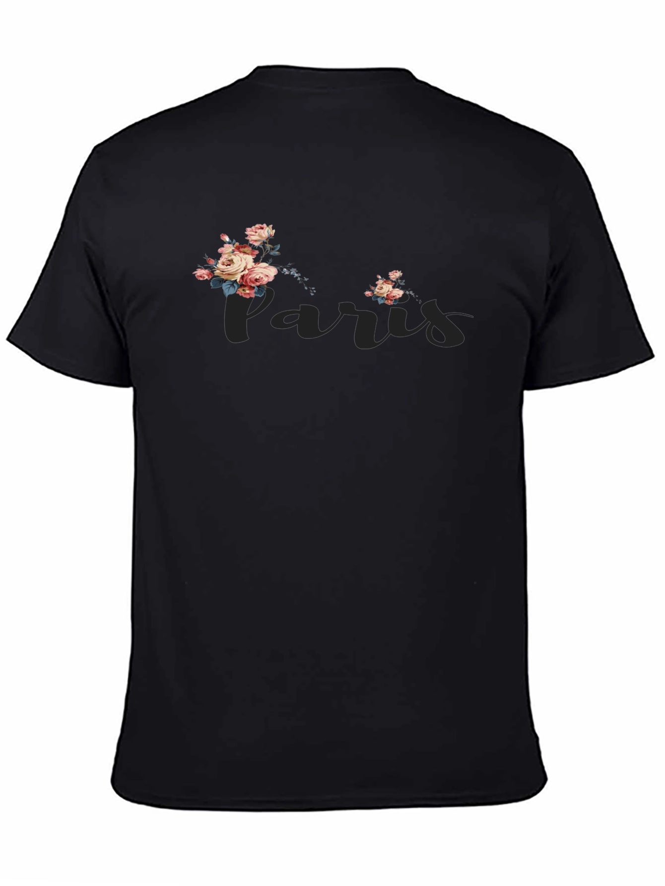 Paris Floral Graphic Tee - Stylish Black T-Shirt
