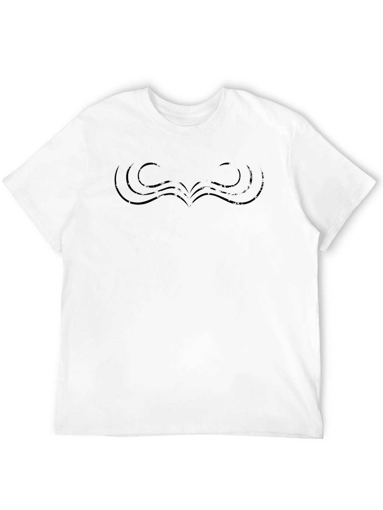 Mens Black Graphic Tee - Abstract Wave Design