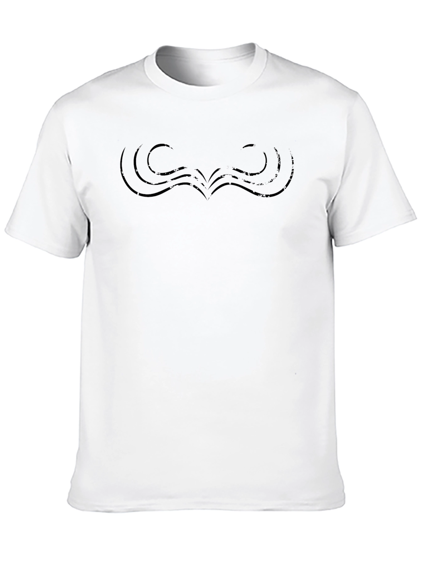Mens Black Graphic Tee - Abstract Wave Design