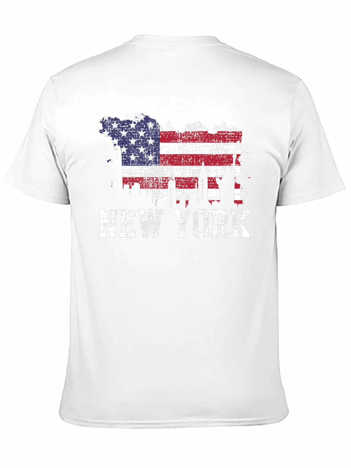 New York Skyline USA Flag Graphic T-Shirt