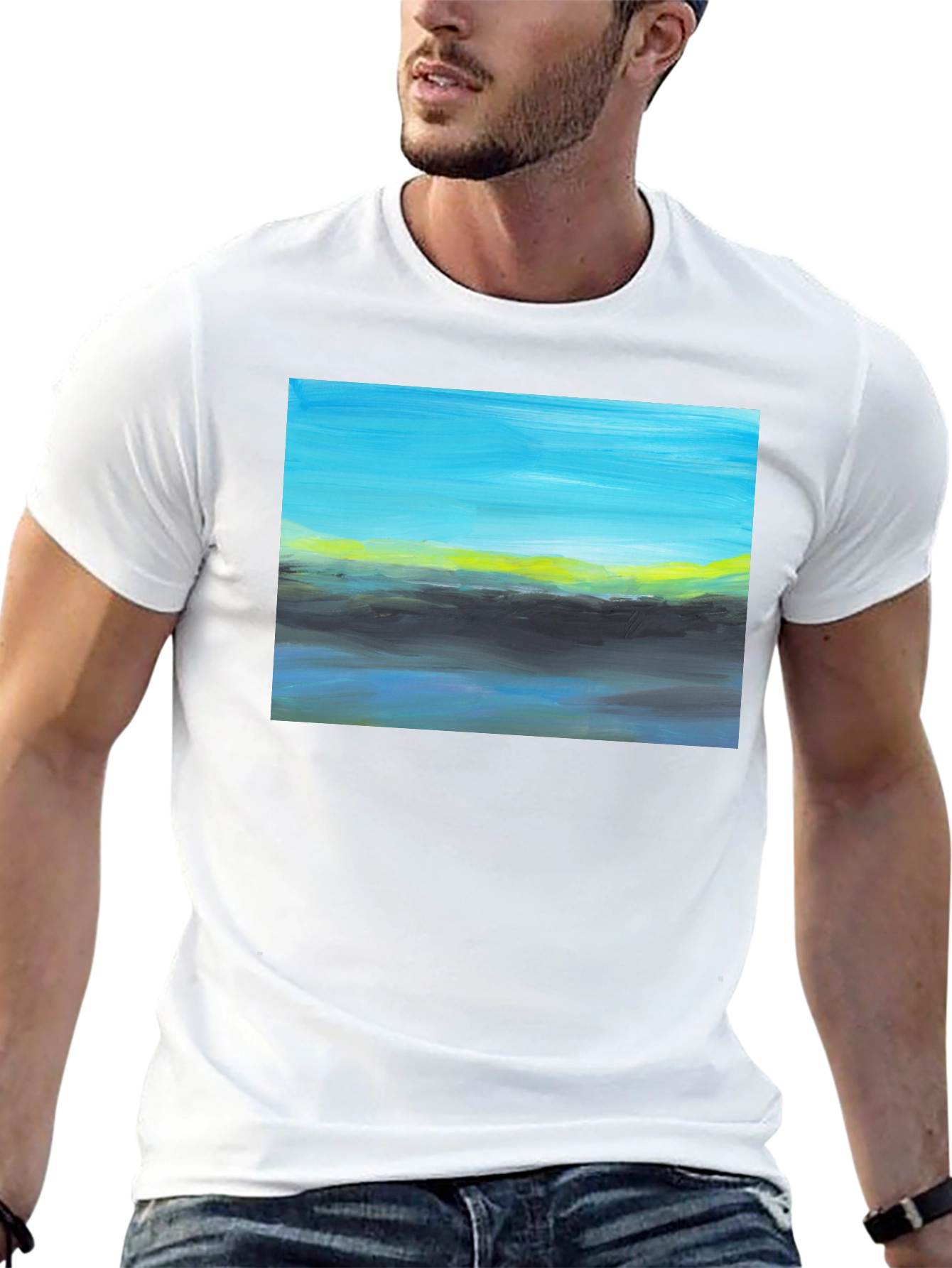 Abstract Landscape Graphic Tee - Modern Art Shirt