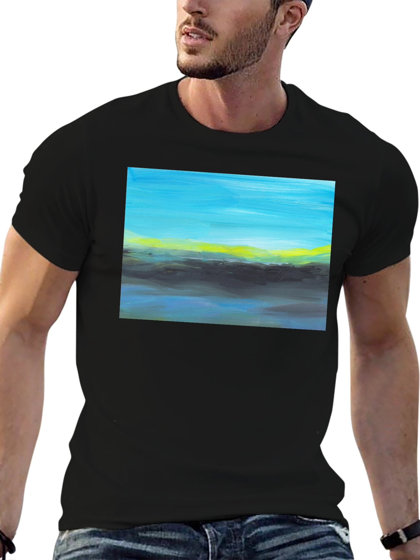 Abstract Landscape Graphic Tee - Modern Art Shirt
