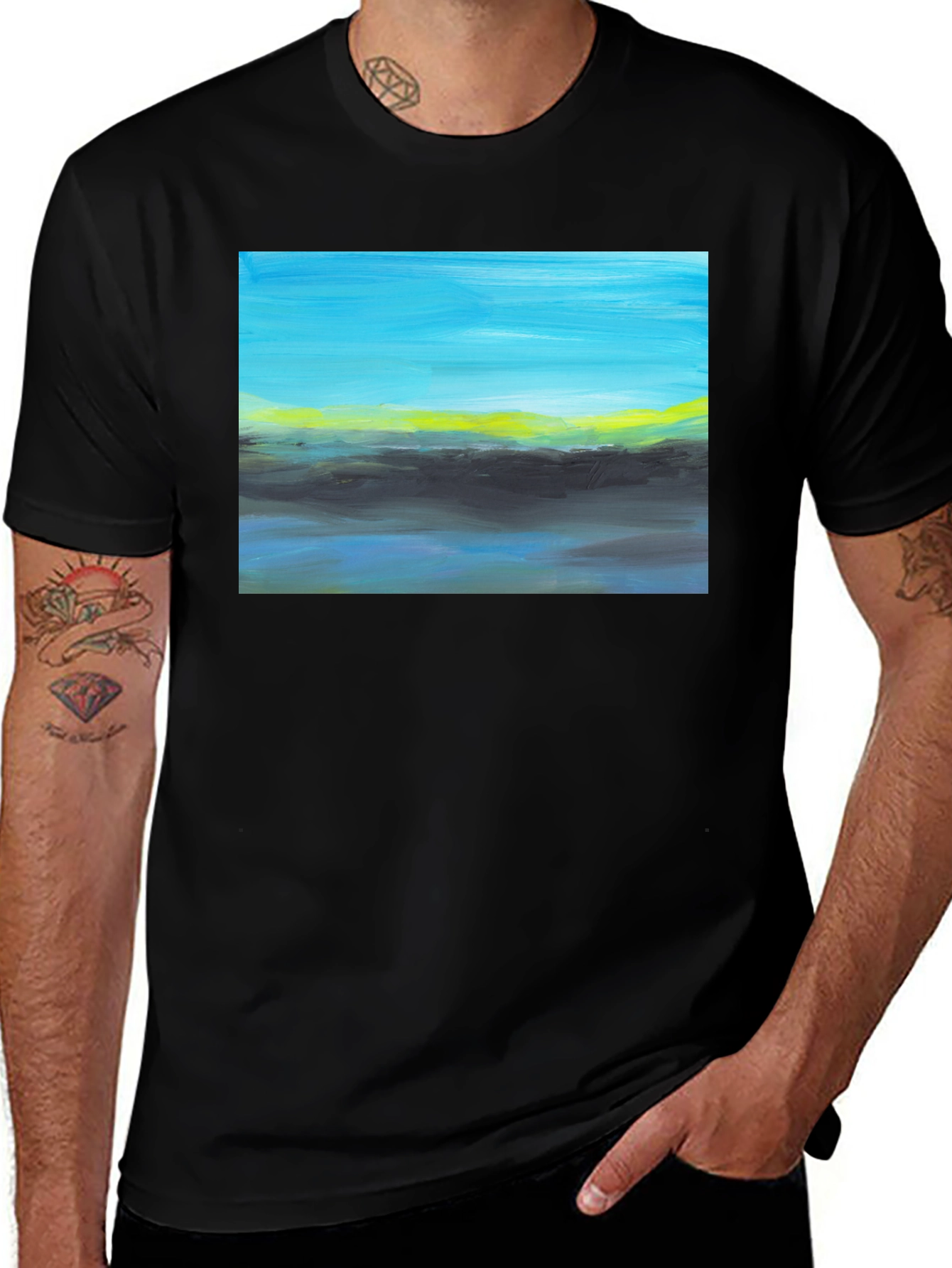 Abstract Landscape Graphic Tee - Modern Art Shirt