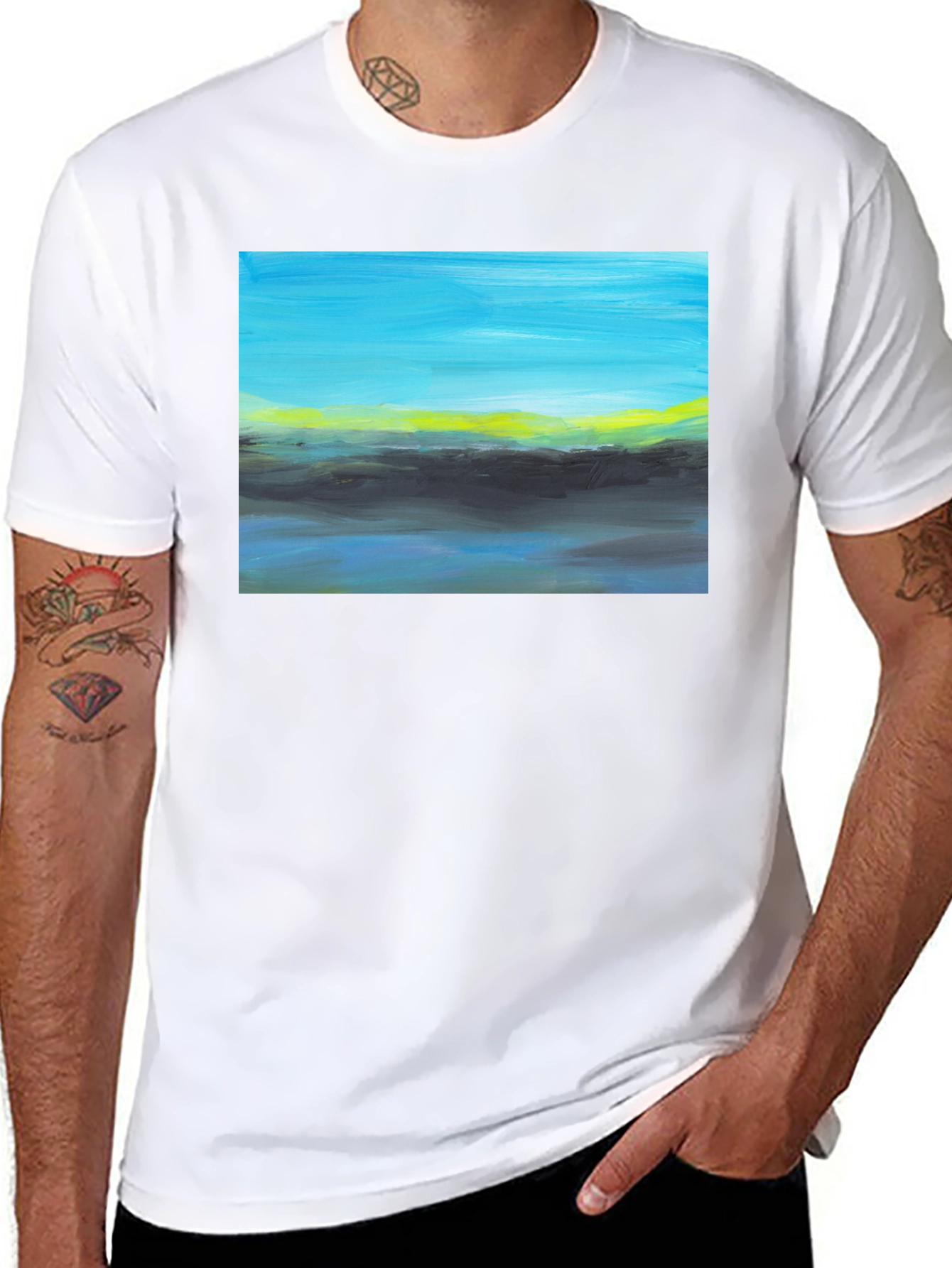 Abstract Landscape Graphic Tee - Modern Art Shirt