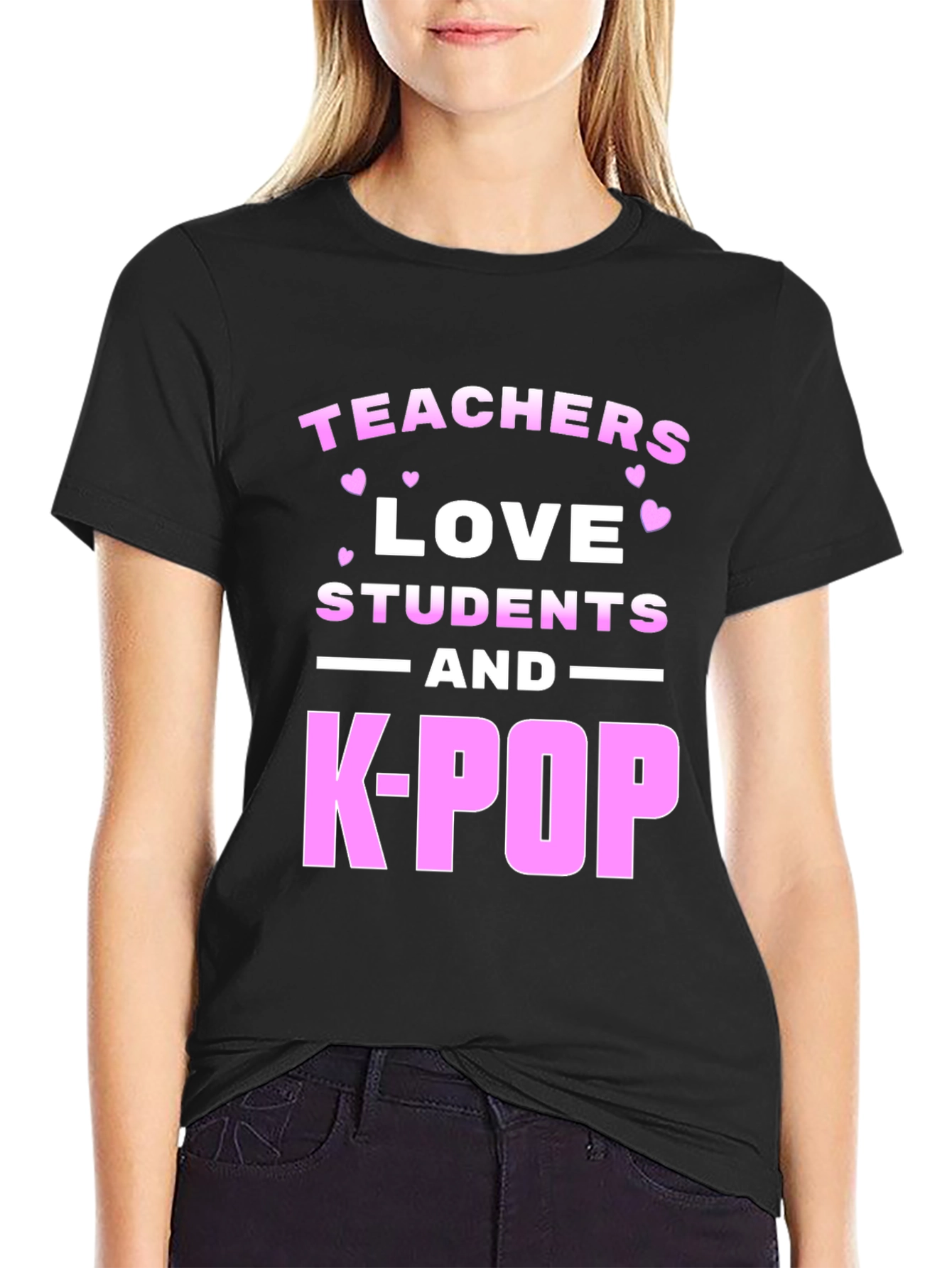 Teachers Love Students and K-Pop Graphic Tee