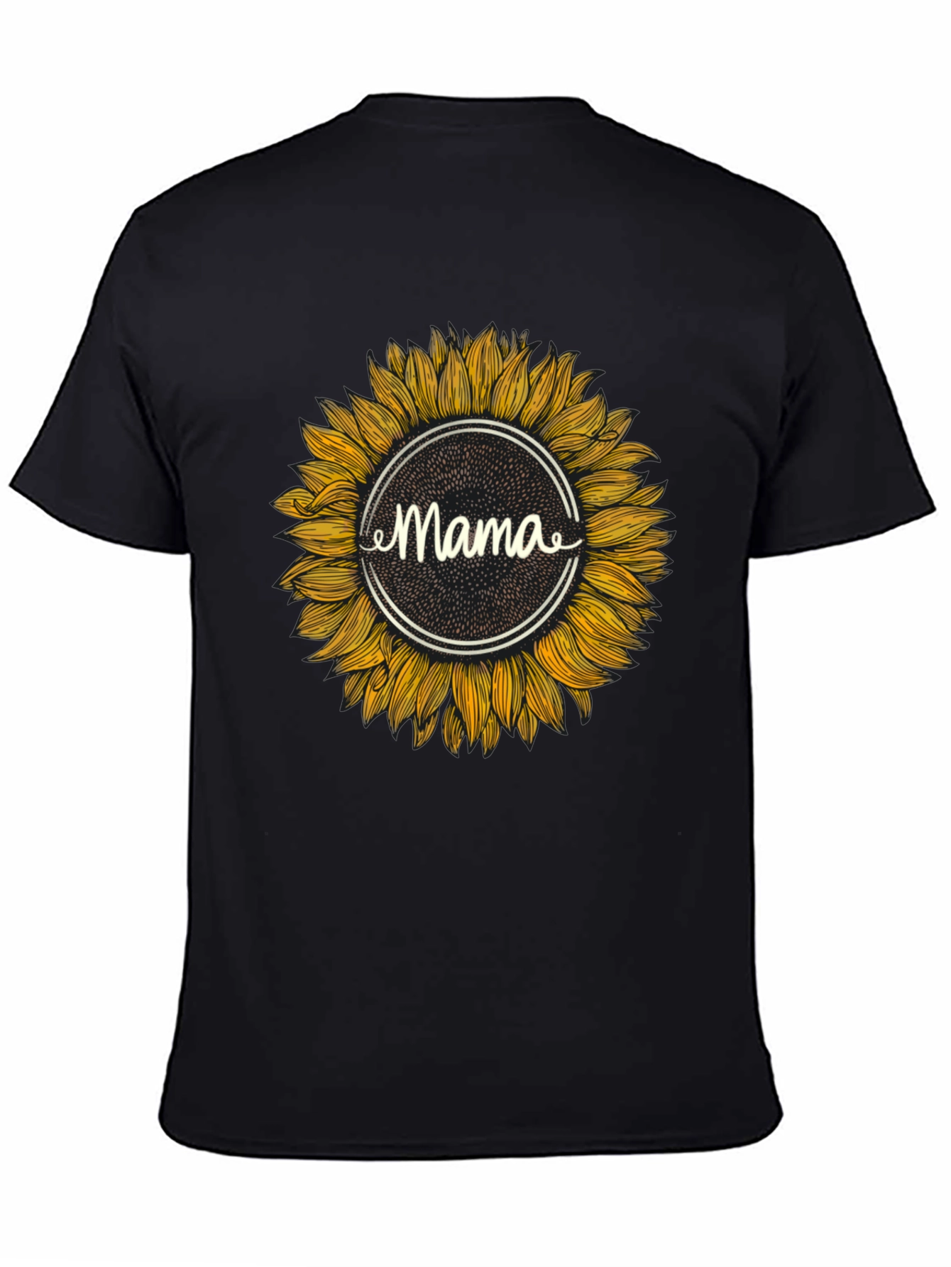 Mama Sunflower Graphic T-Shirt - Black Cotton