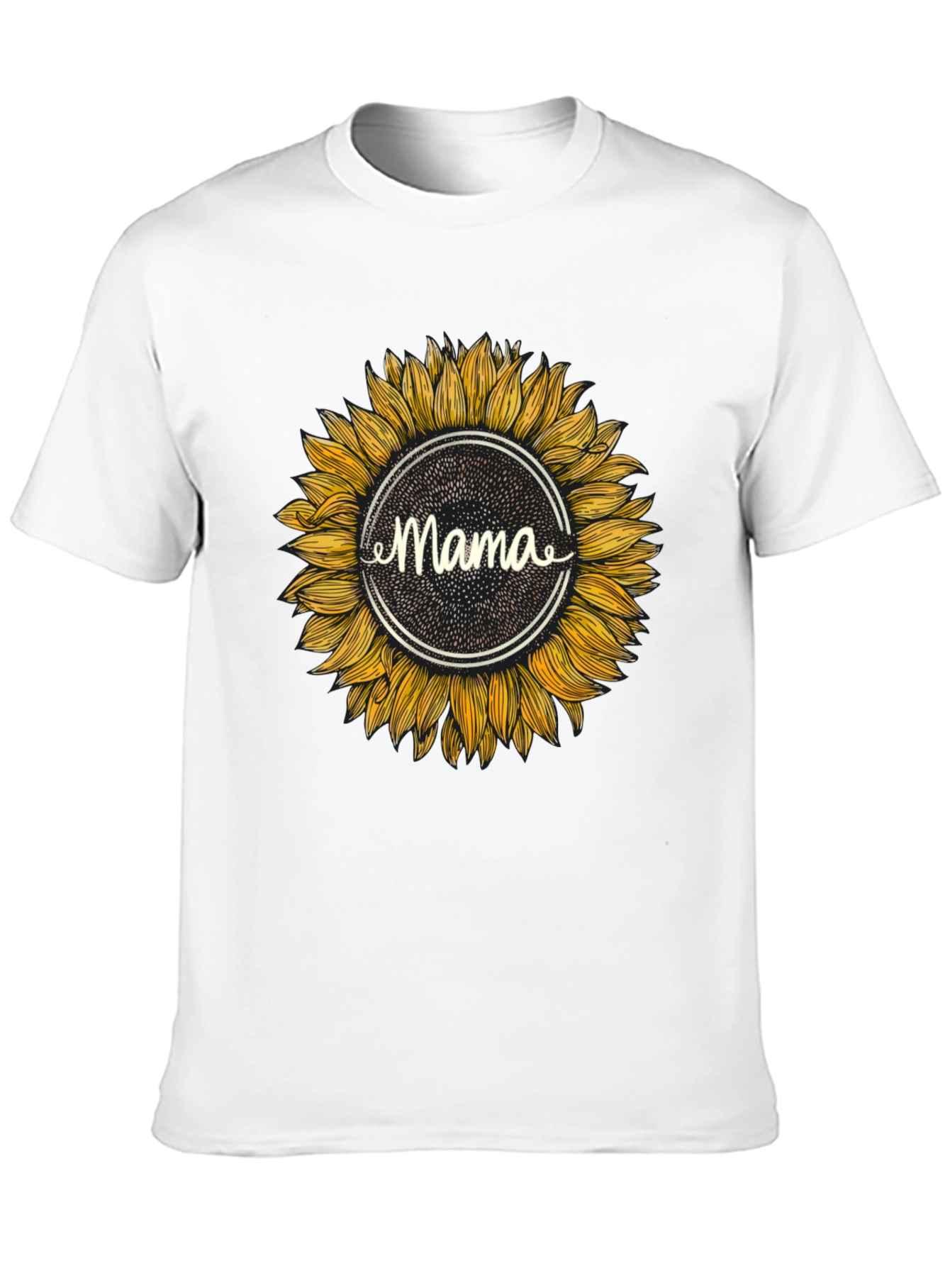 Mama Sunflower Graphic T-Shirt - Black Cotton