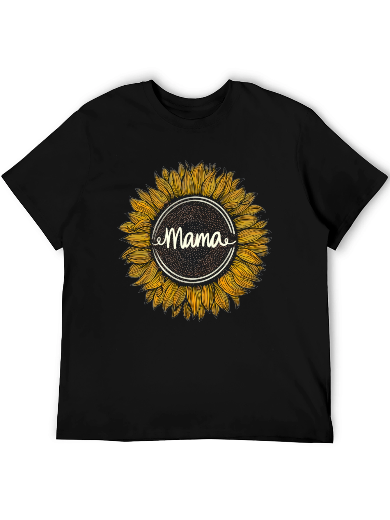 Mama Sunflower Graphic T-Shirt - Black Cotton