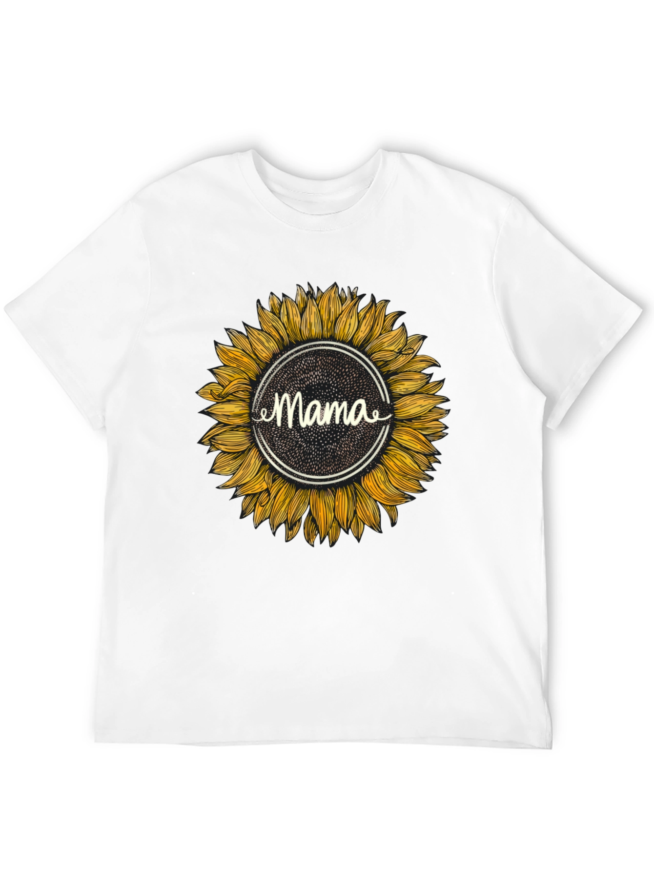 Mama Sunflower Graphic T-Shirt - Black Cotton