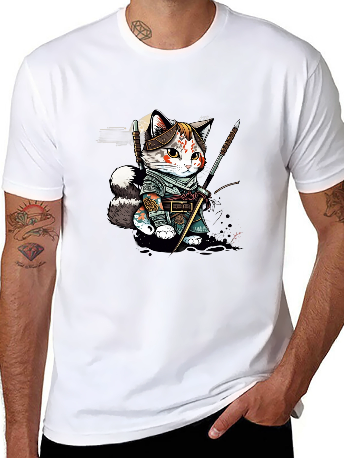 Samurai Cat T-Shirt - Unique Graphic Tee