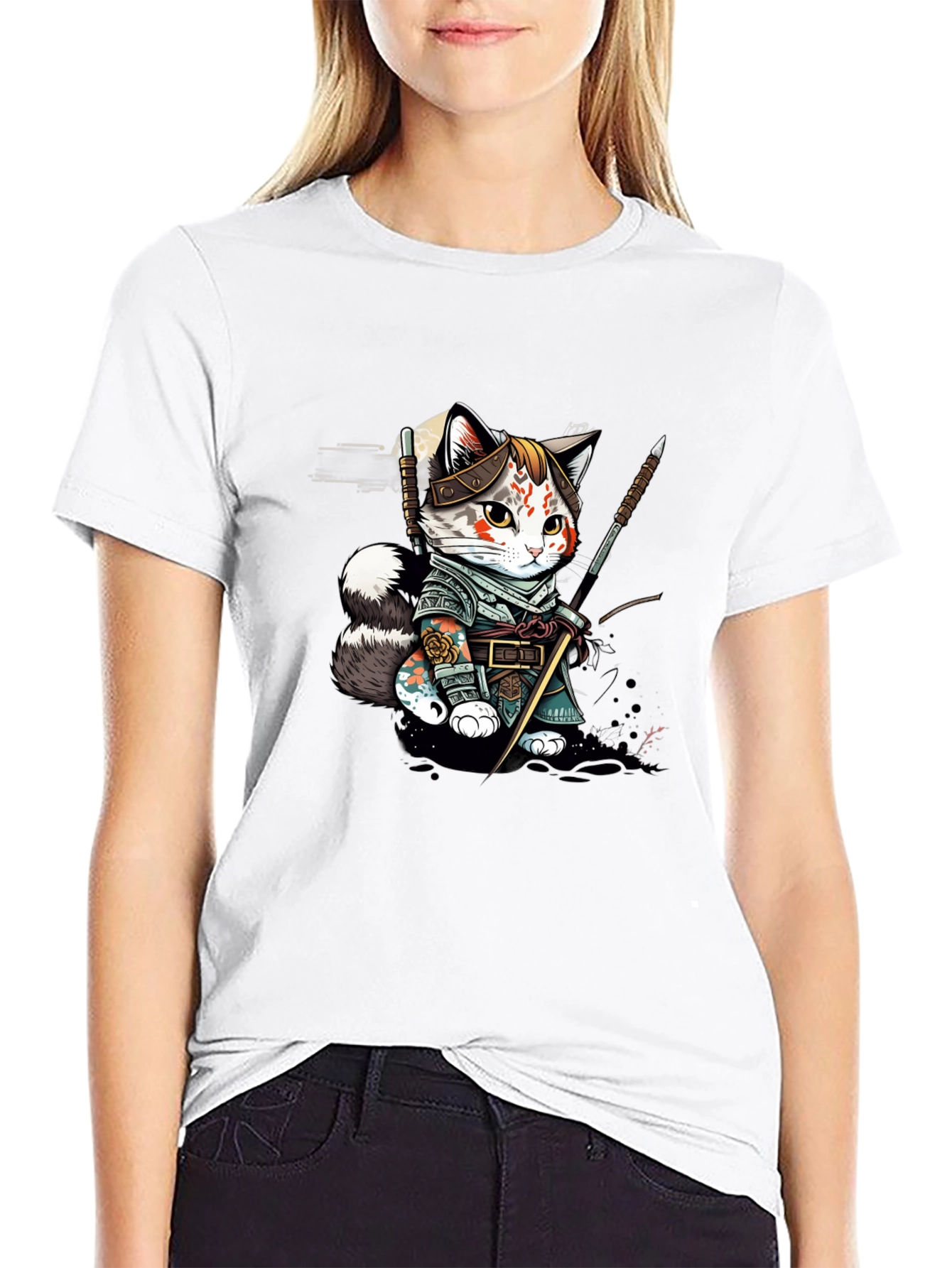 Samurai Cat T-Shirt - Unique Graphic Tee