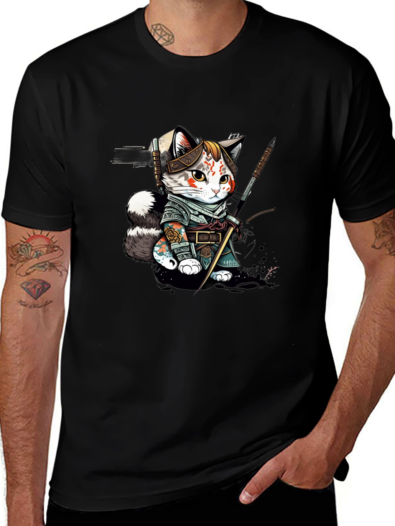 Samurai Cat T-Shirt - Unique Graphic Tee