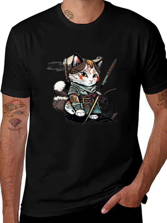 Samurai Cat T-Shirt - Unique Graphic Tee