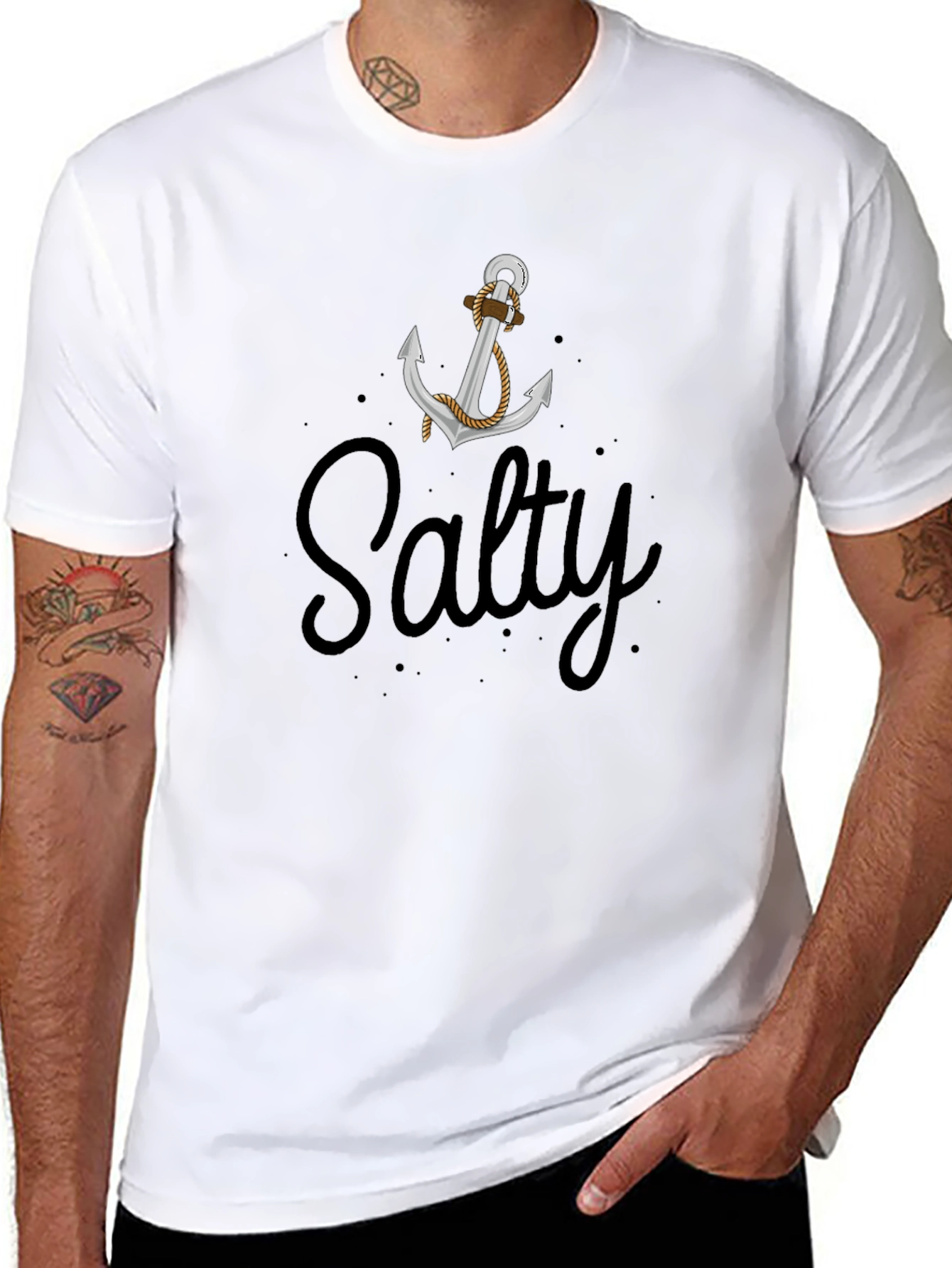 Salty Anchor Graphic T-Shirt - Classic Black Tee