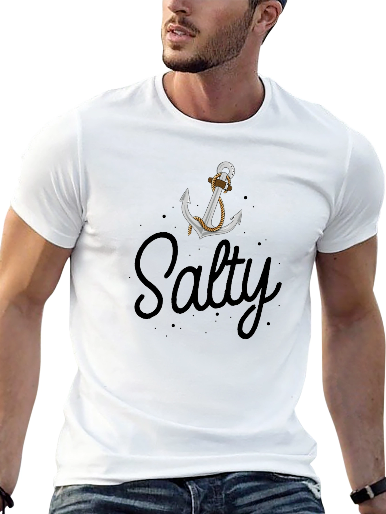 Salty Anchor Graphic T-Shirt - Classic Black Tee