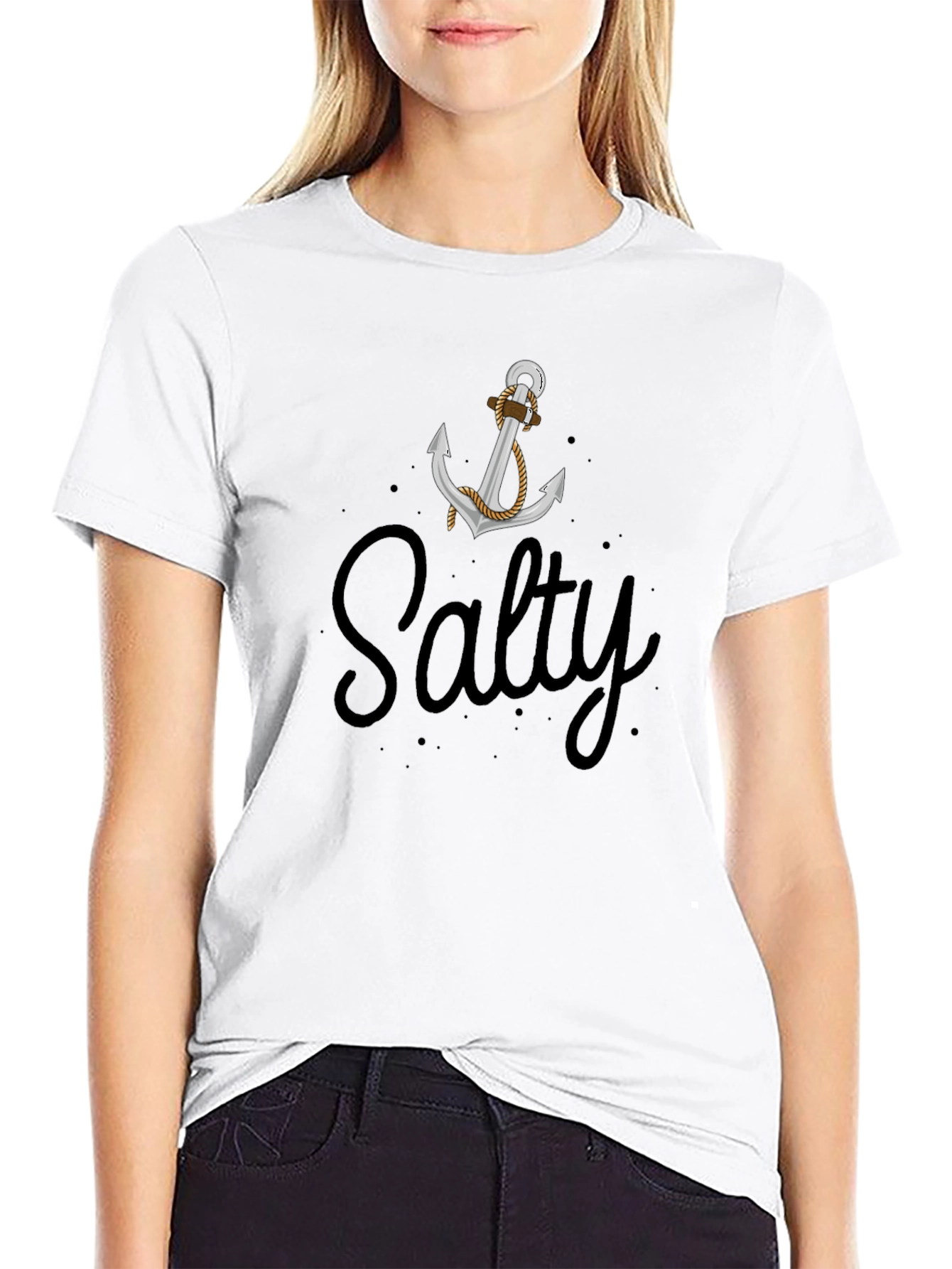 Salty Anchor Graphic T-Shirt - Classic Black Tee