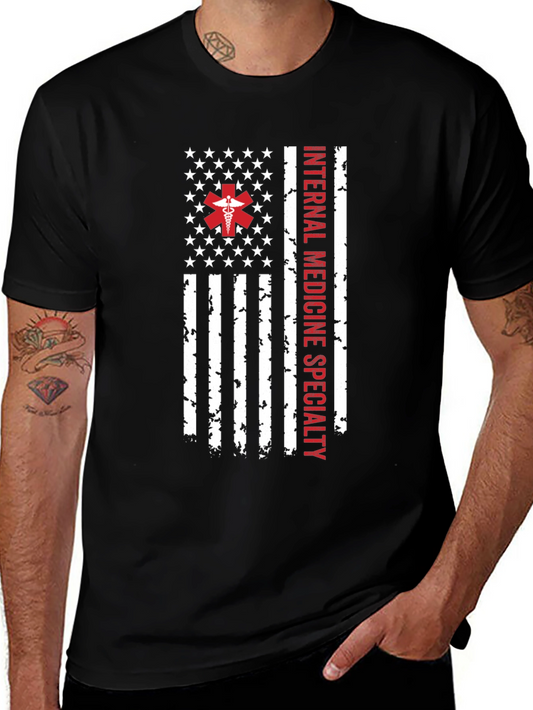 Internal Medicine Specialty American Flag T-Shirt