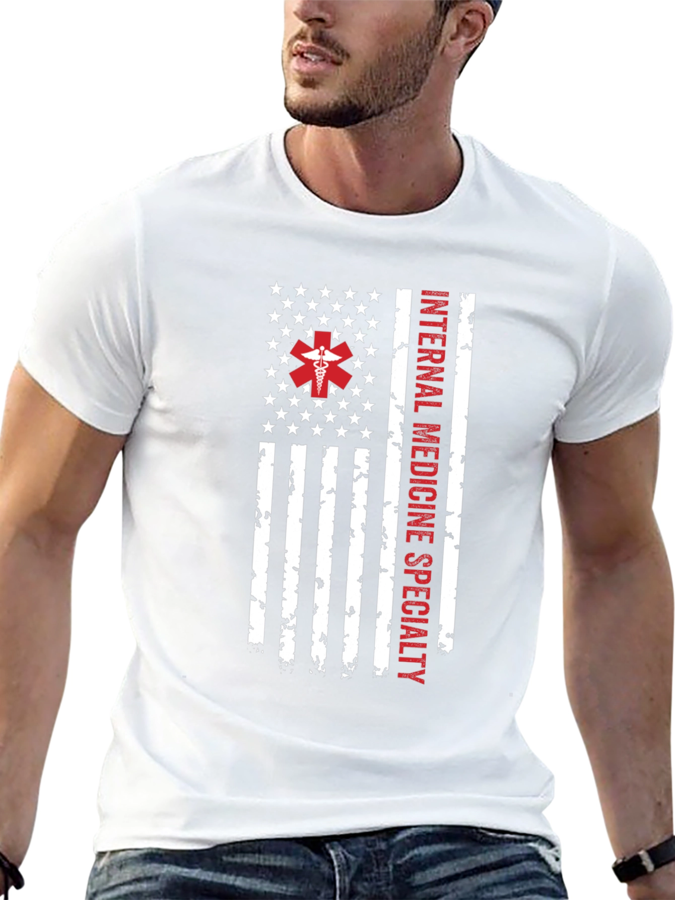 Internal Medicine Specialty American Flag T-Shirt