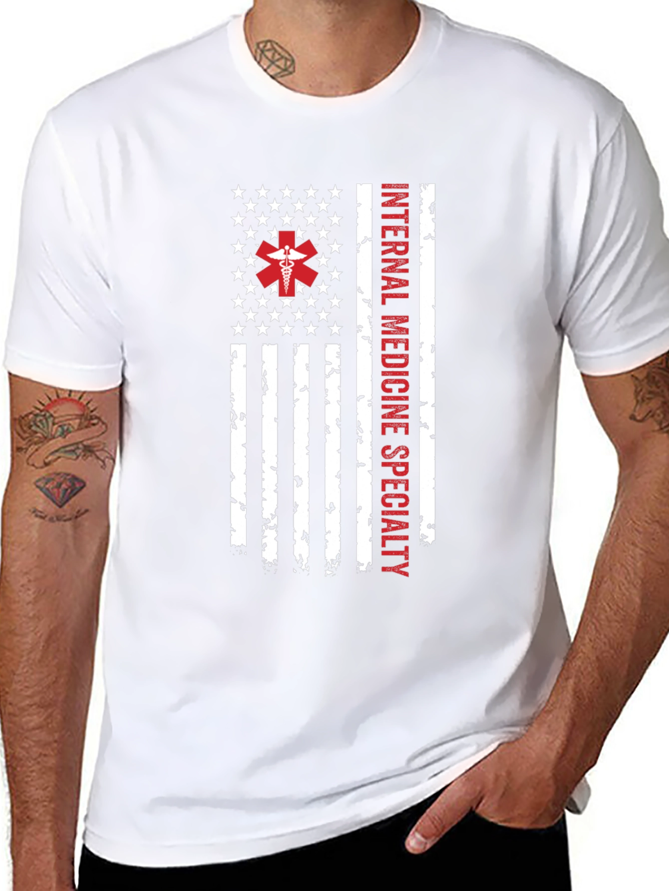 Internal Medicine Specialty American Flag T-Shirt