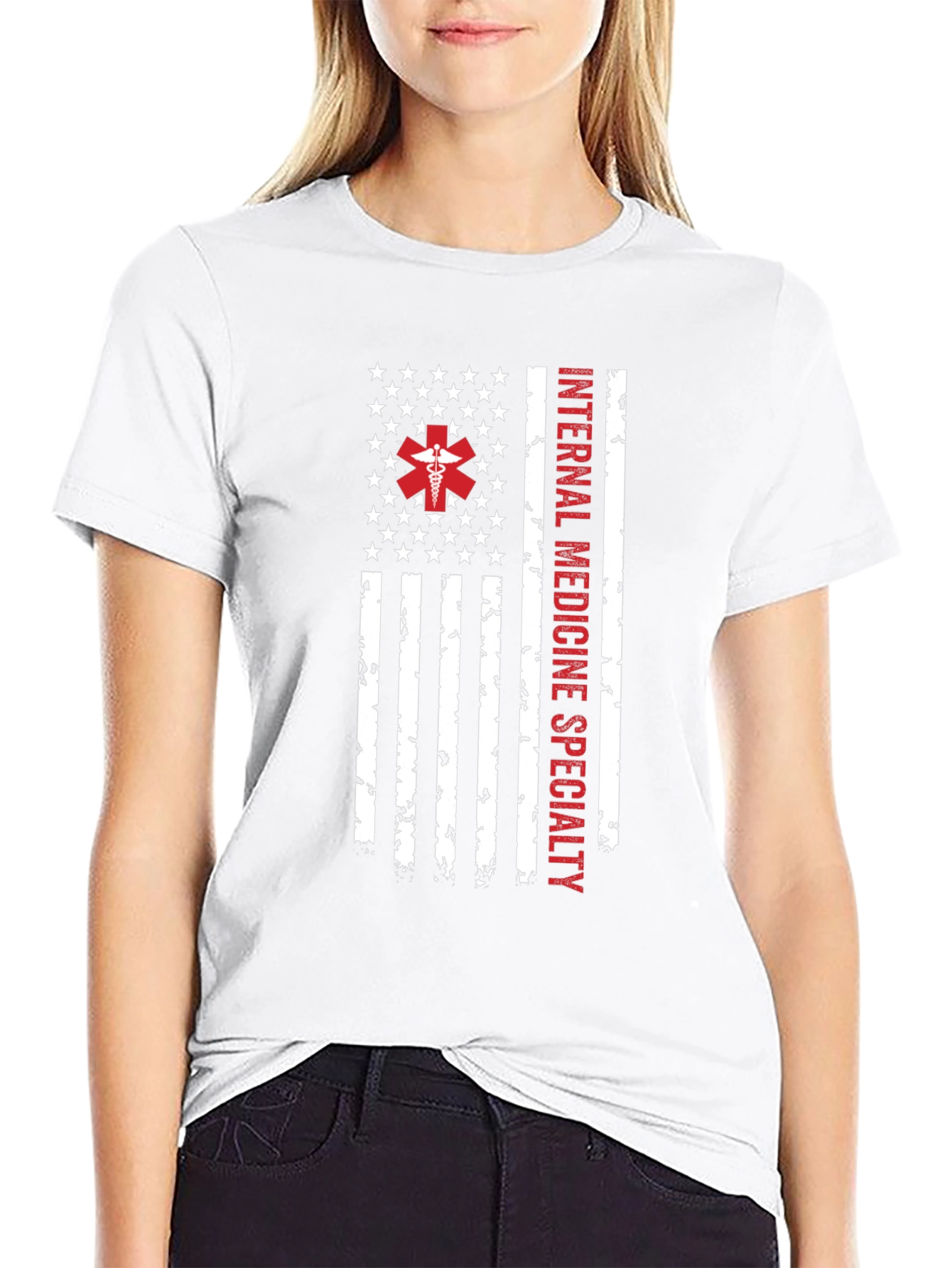 Internal Medicine Specialty American Flag T-Shirt