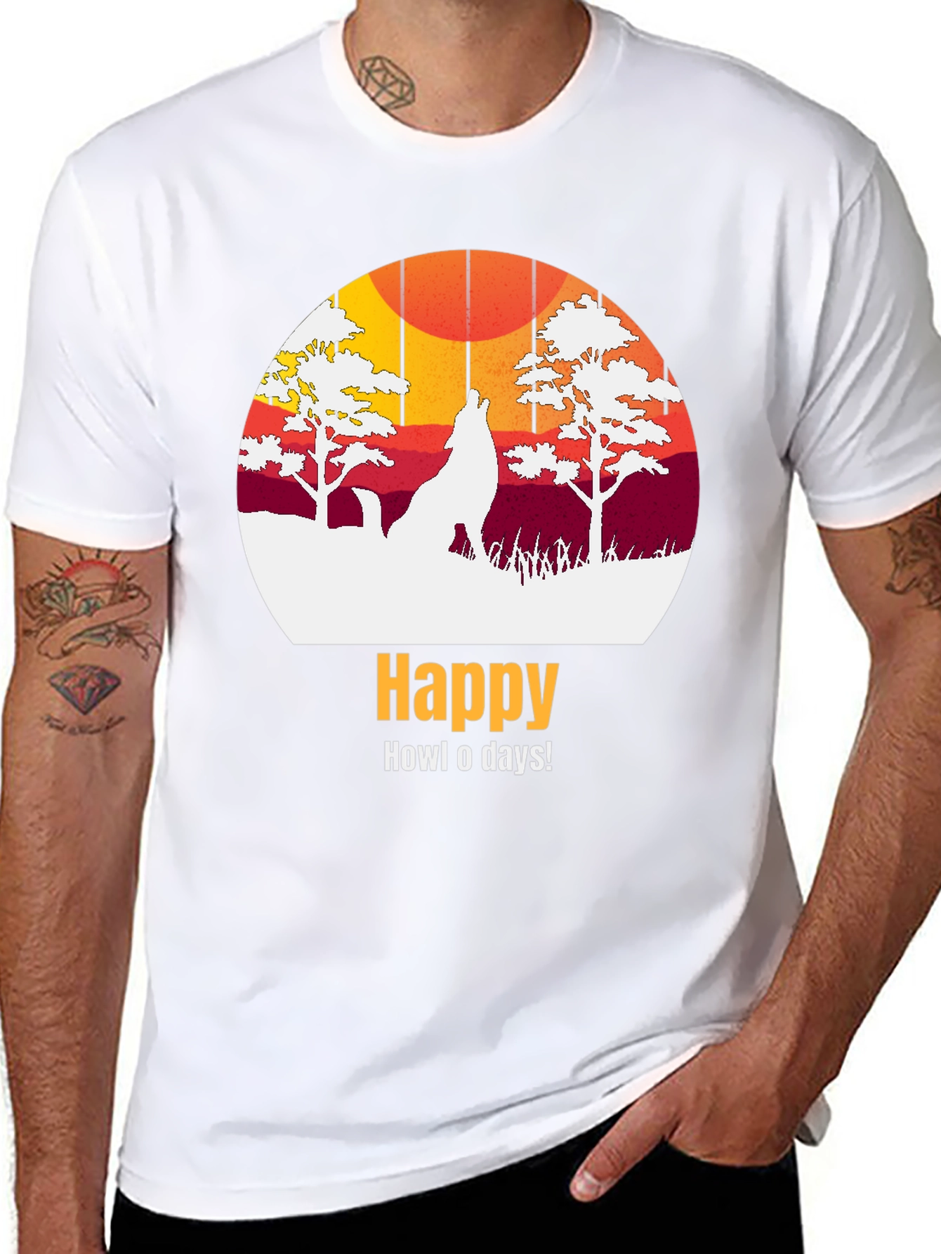 Happy Howl-o-days Wolf Graphic T-Shirt
