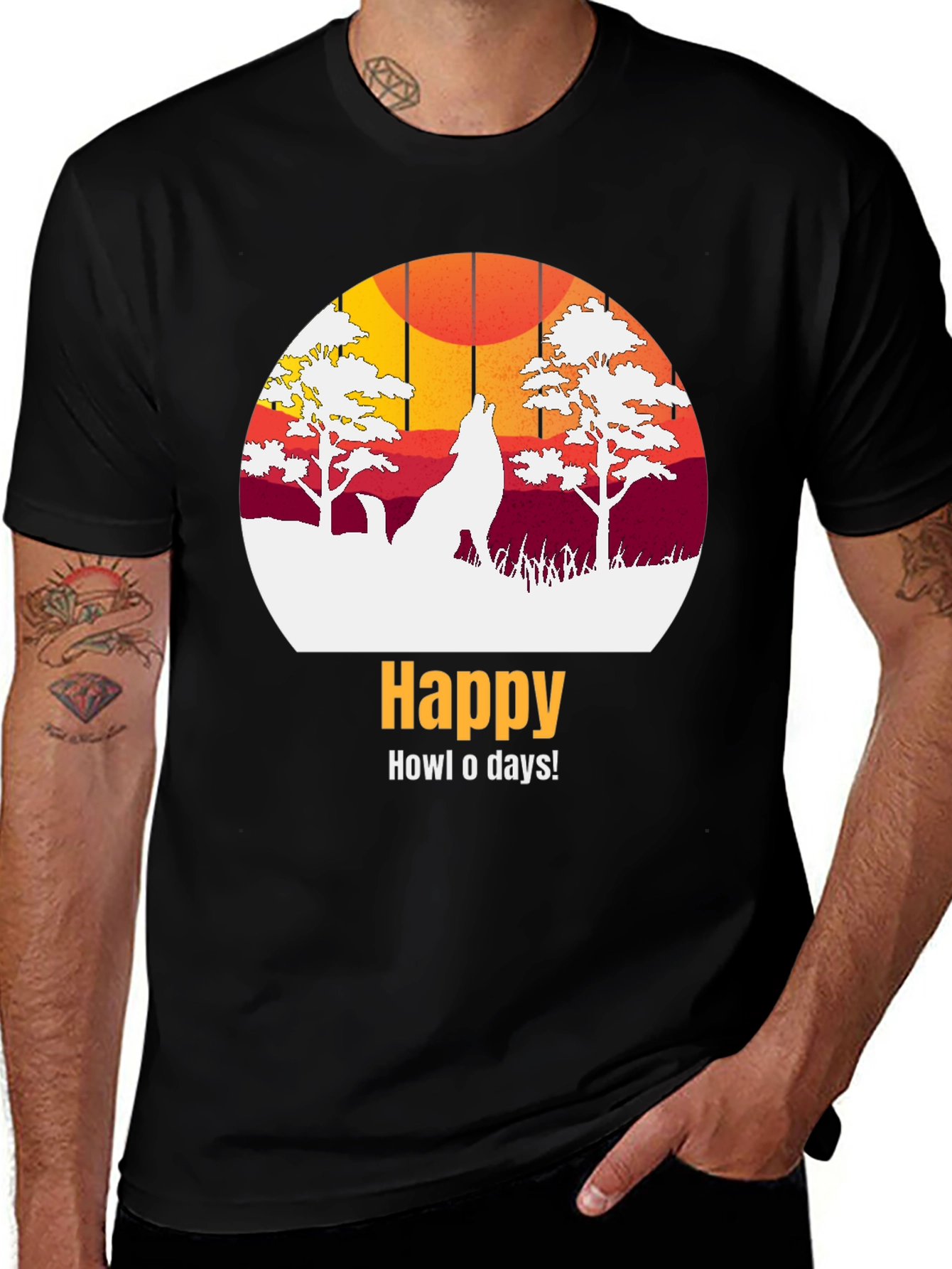 Happy Howl-o-days Wolf Graphic T-Shirt