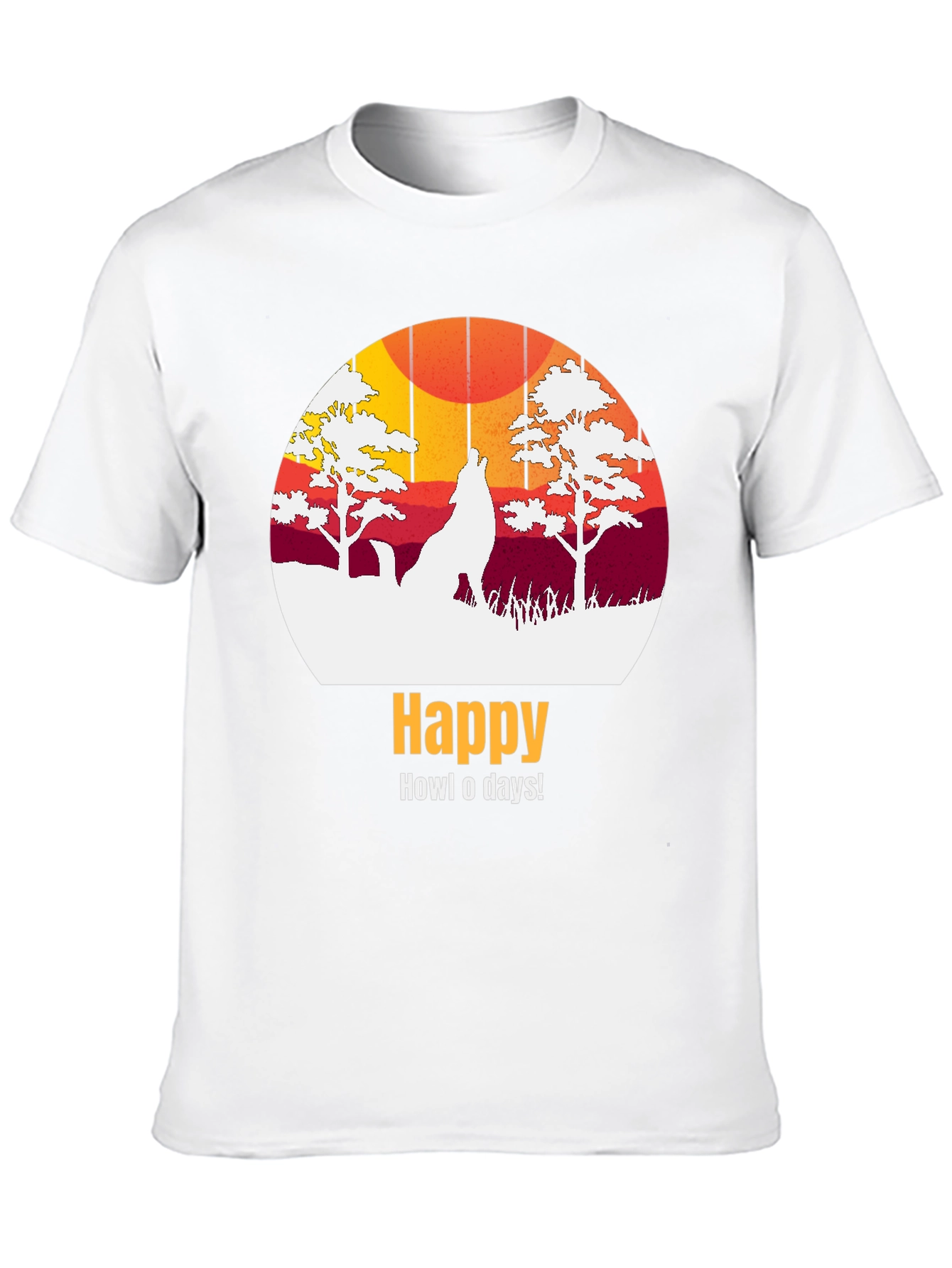 Happy Howl-o-days Wolf Graphic T-Shirt
