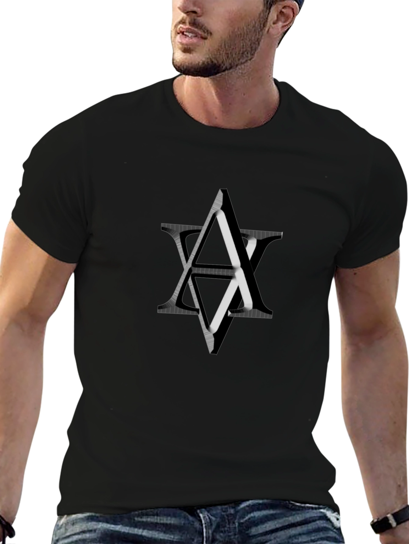 Abstract Star Graphic Black T-Shirt