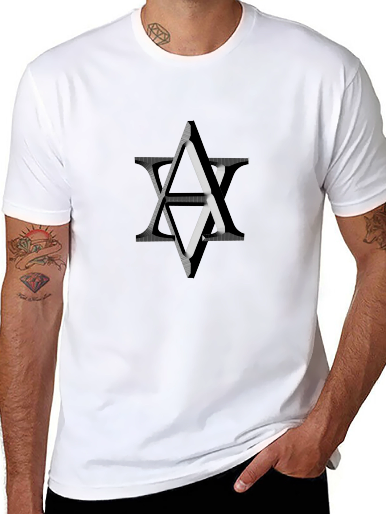 Abstract Star Graphic Black T-Shirt