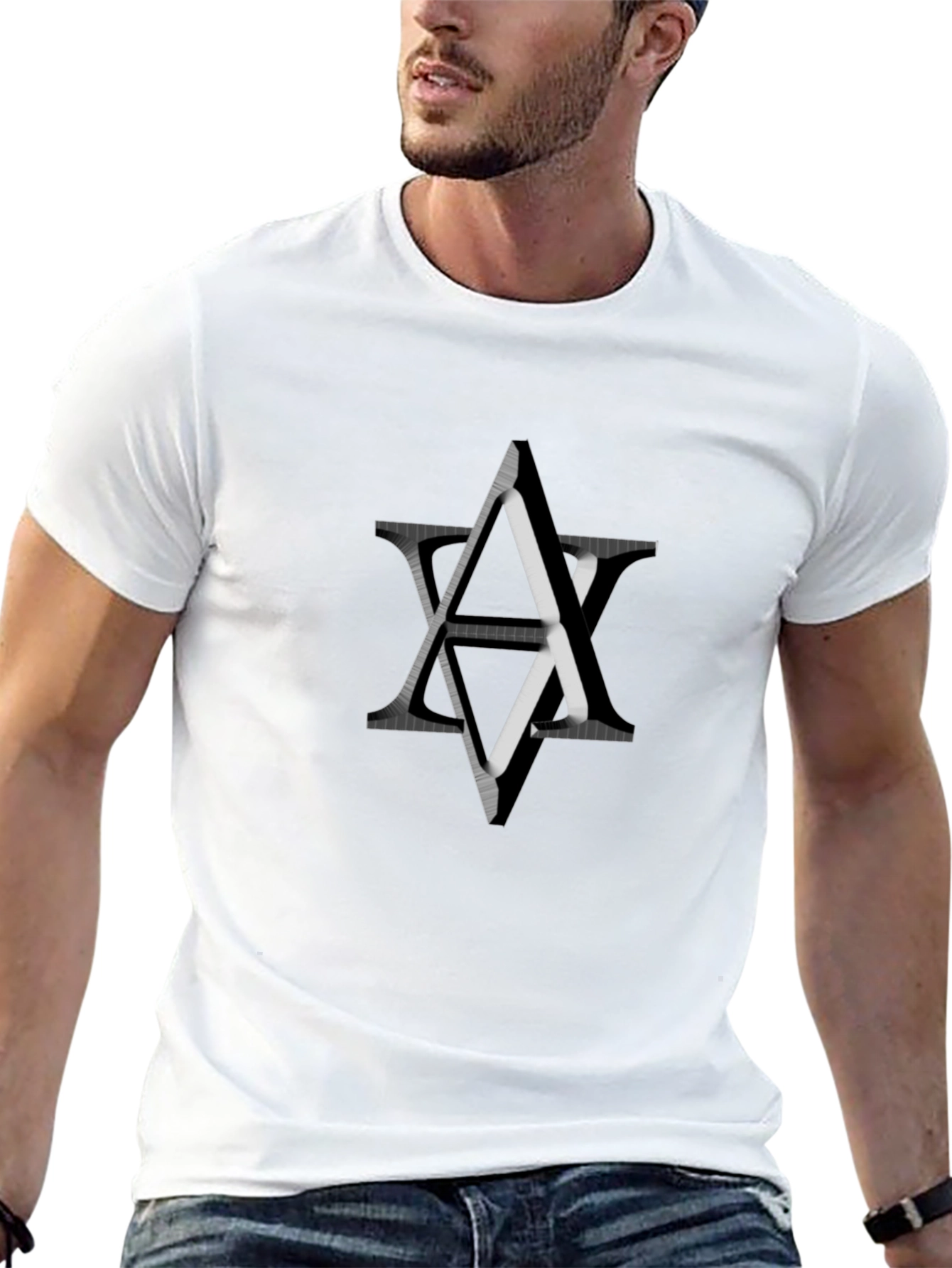 Abstract Star Graphic Black T-Shirt