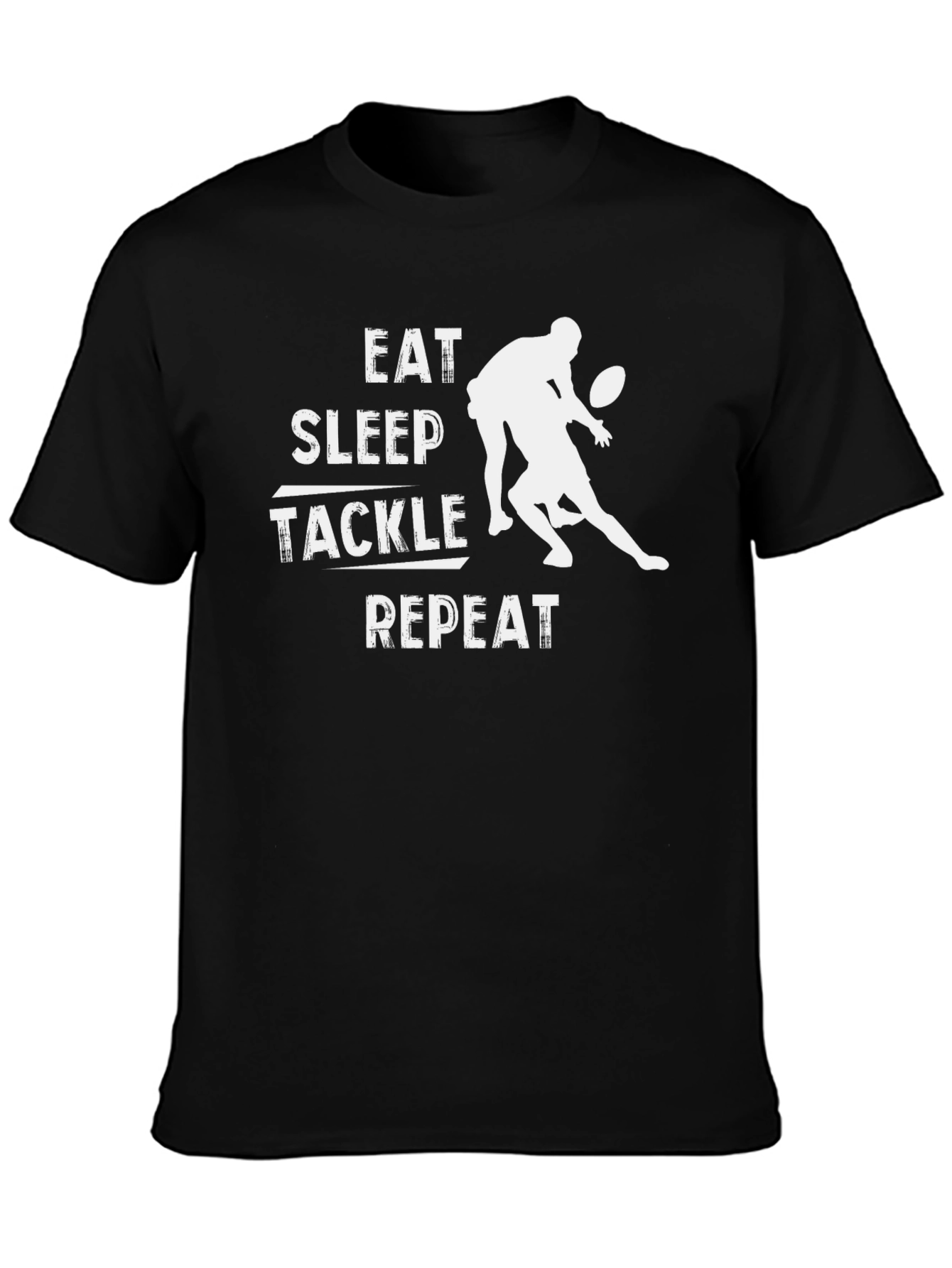 Eat Sleep Tackle Repeat Black T-Shirt
