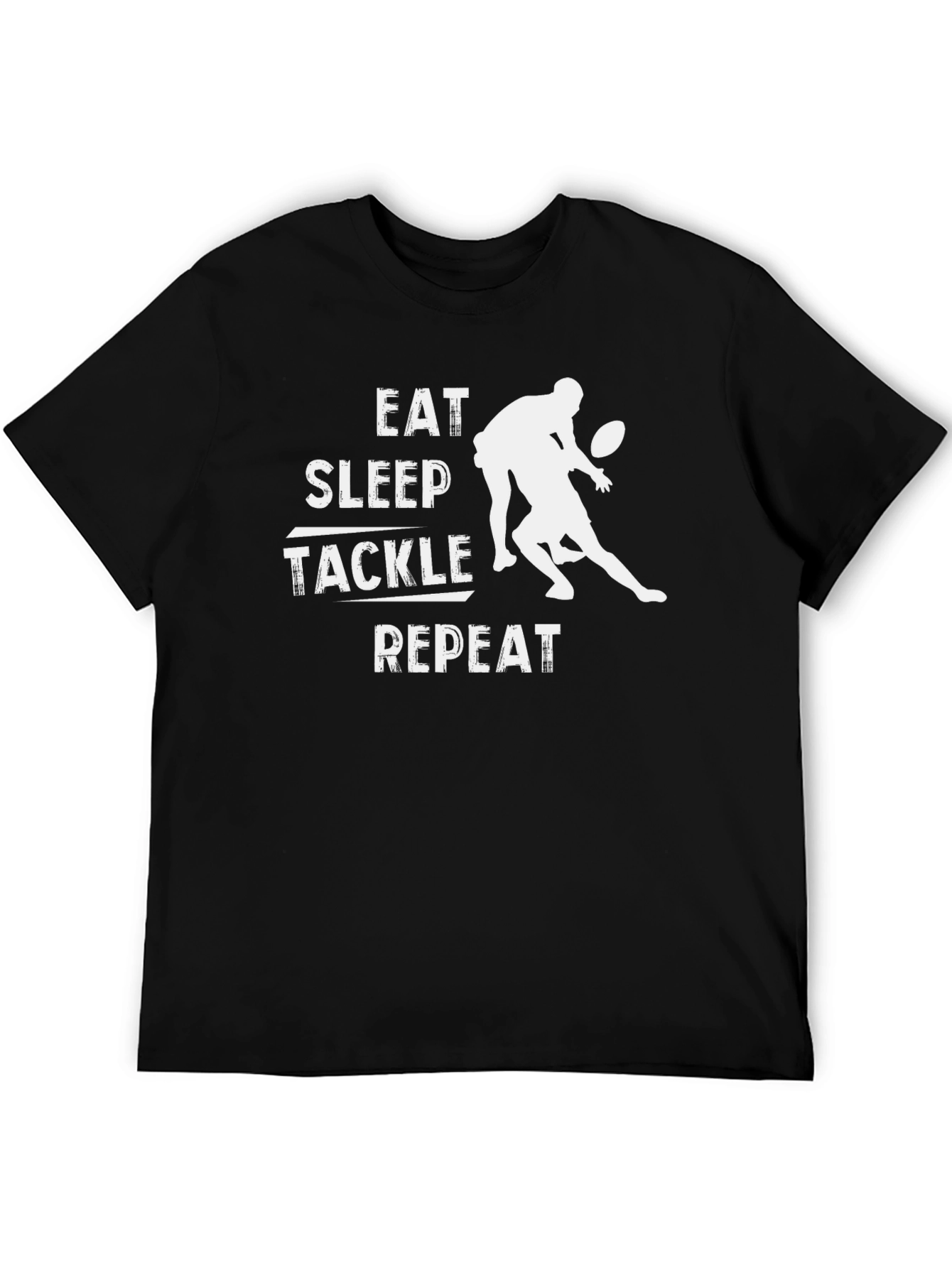 Eat Sleep Tackle Repeat Black T-Shirt