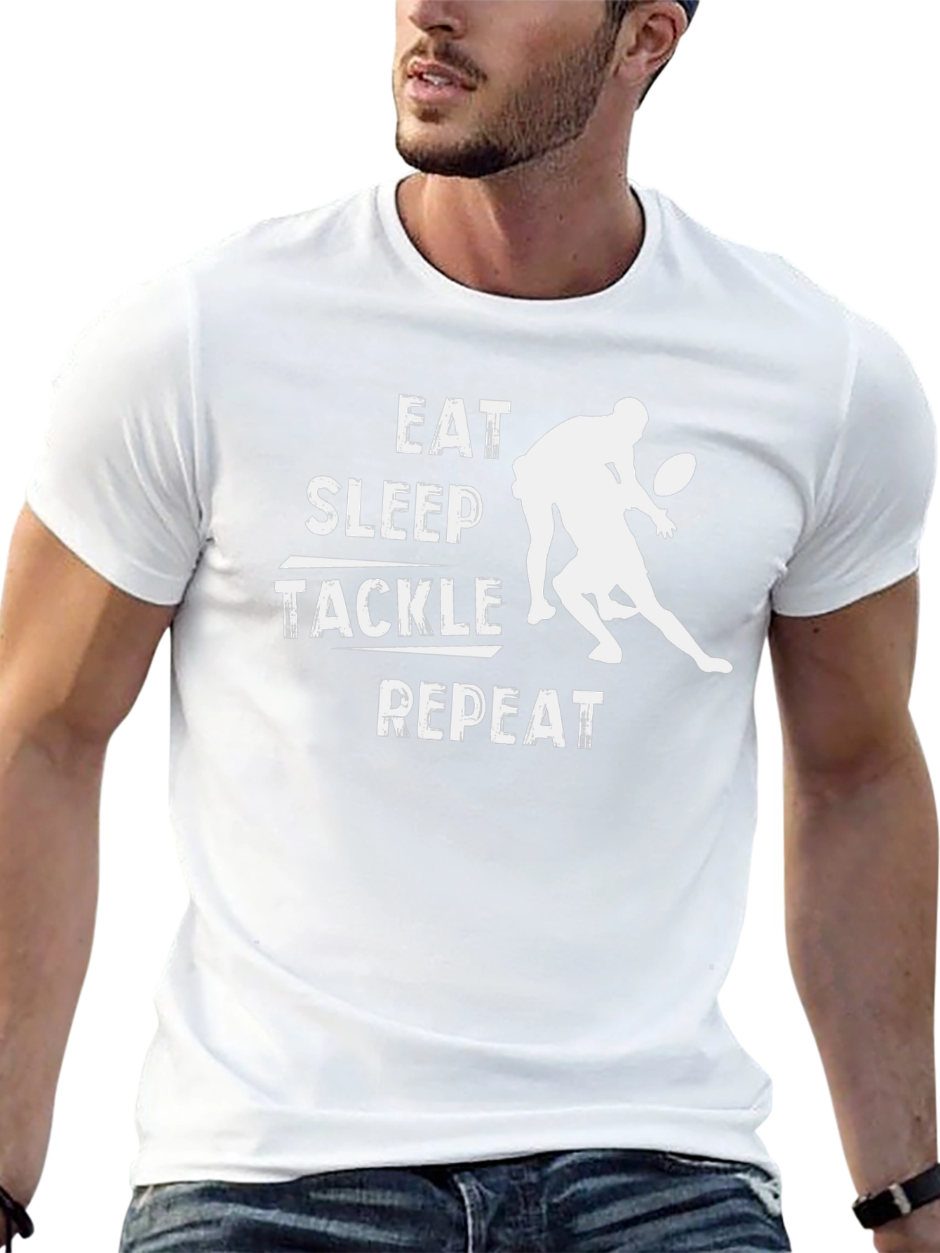 Eat Sleep Tackle Repeat Black T-Shirt