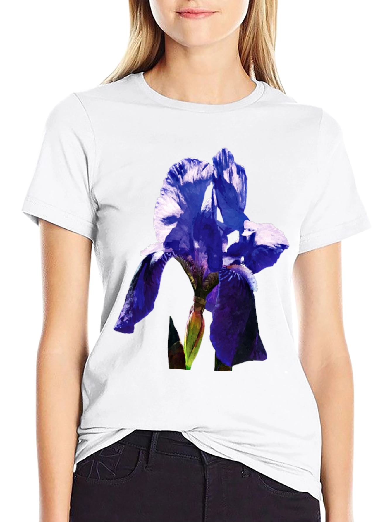 Floral Iris Graphic Tee - Mens Black T-Shirt