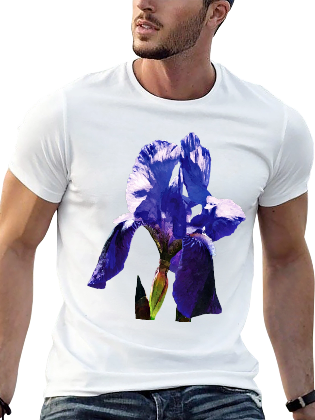 Floral Iris Graphic Tee - Mens Black T-Shirt
