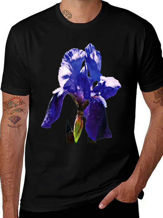 Floral Iris Graphic Tee - Mens Black T-Shirt