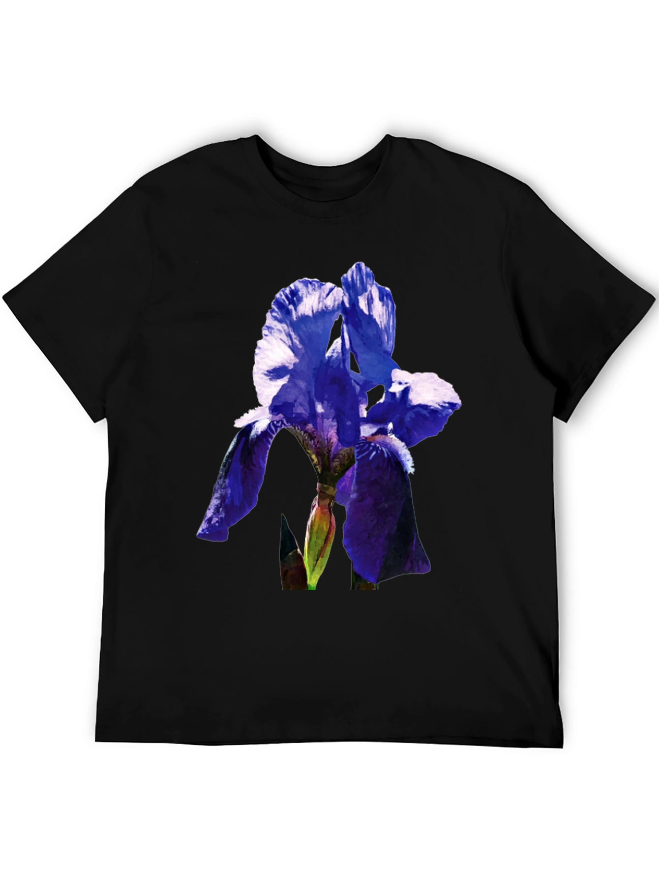 Floral Iris Graphic Tee - Mens Black T-Shirt