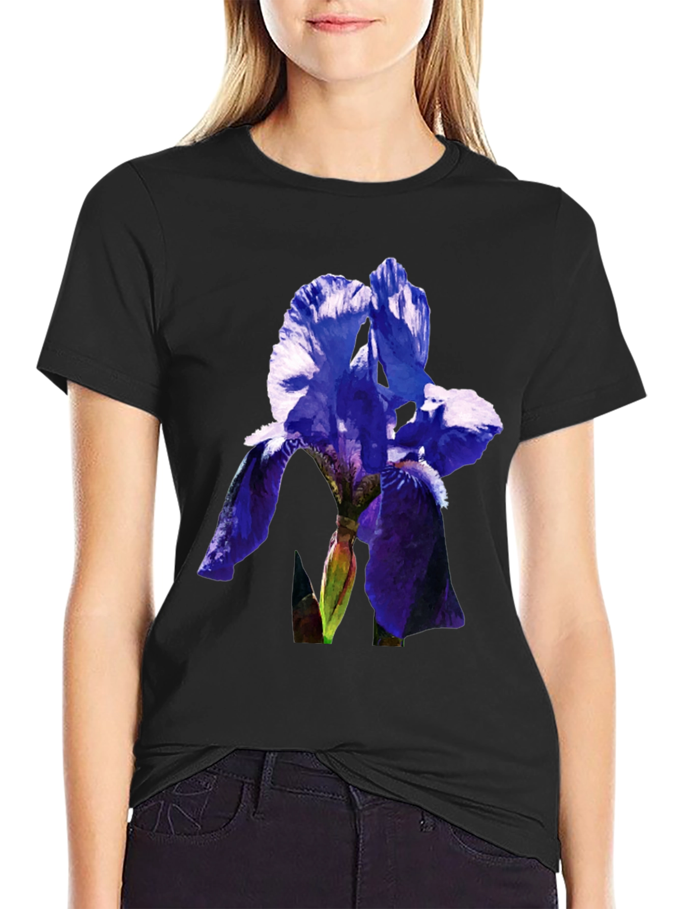 Floral Iris Graphic Tee - Mens Black T-Shirt