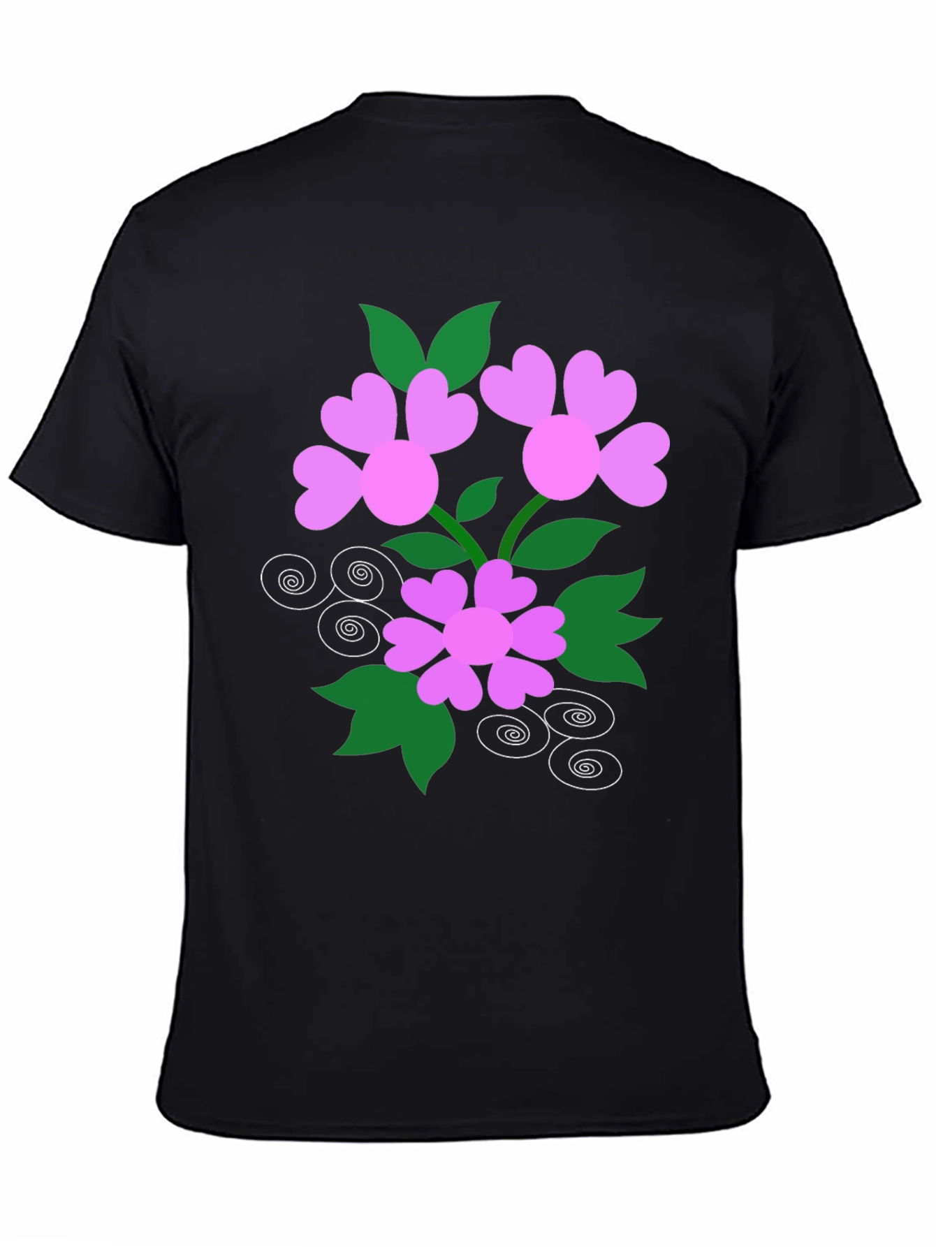 Floral Heart Tee - Black Cotton Blend
