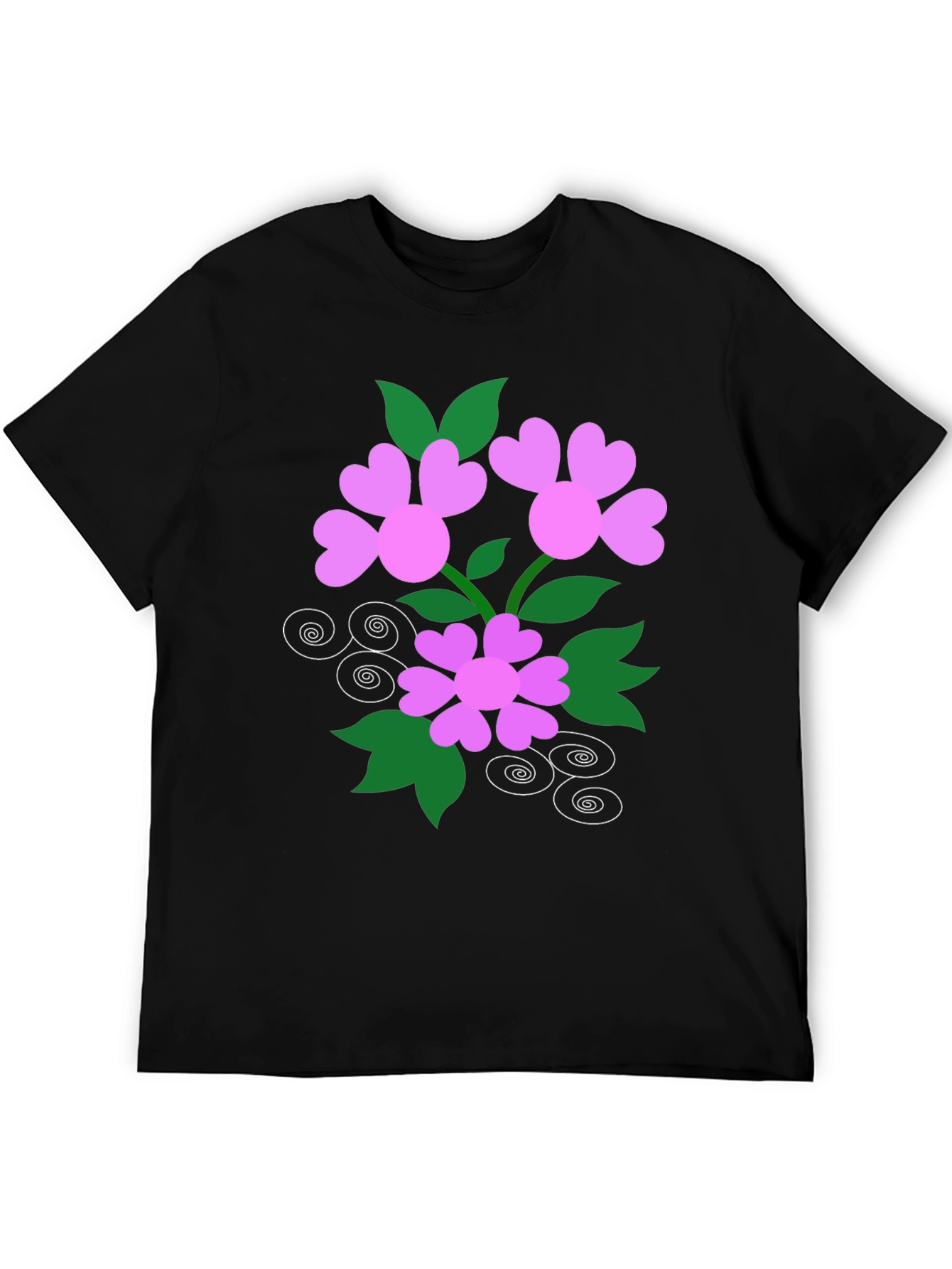 Floral Heart Tee - Black Cotton Blend