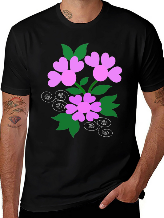 Floral Heart Tee - Black Cotton Blend