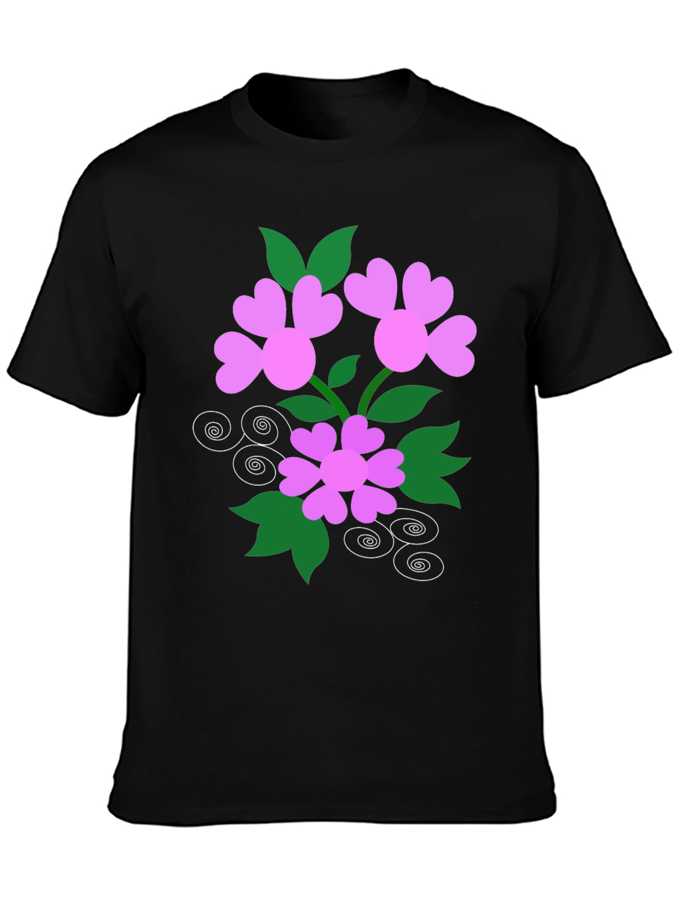 Floral Heart Tee - Black Cotton Blend