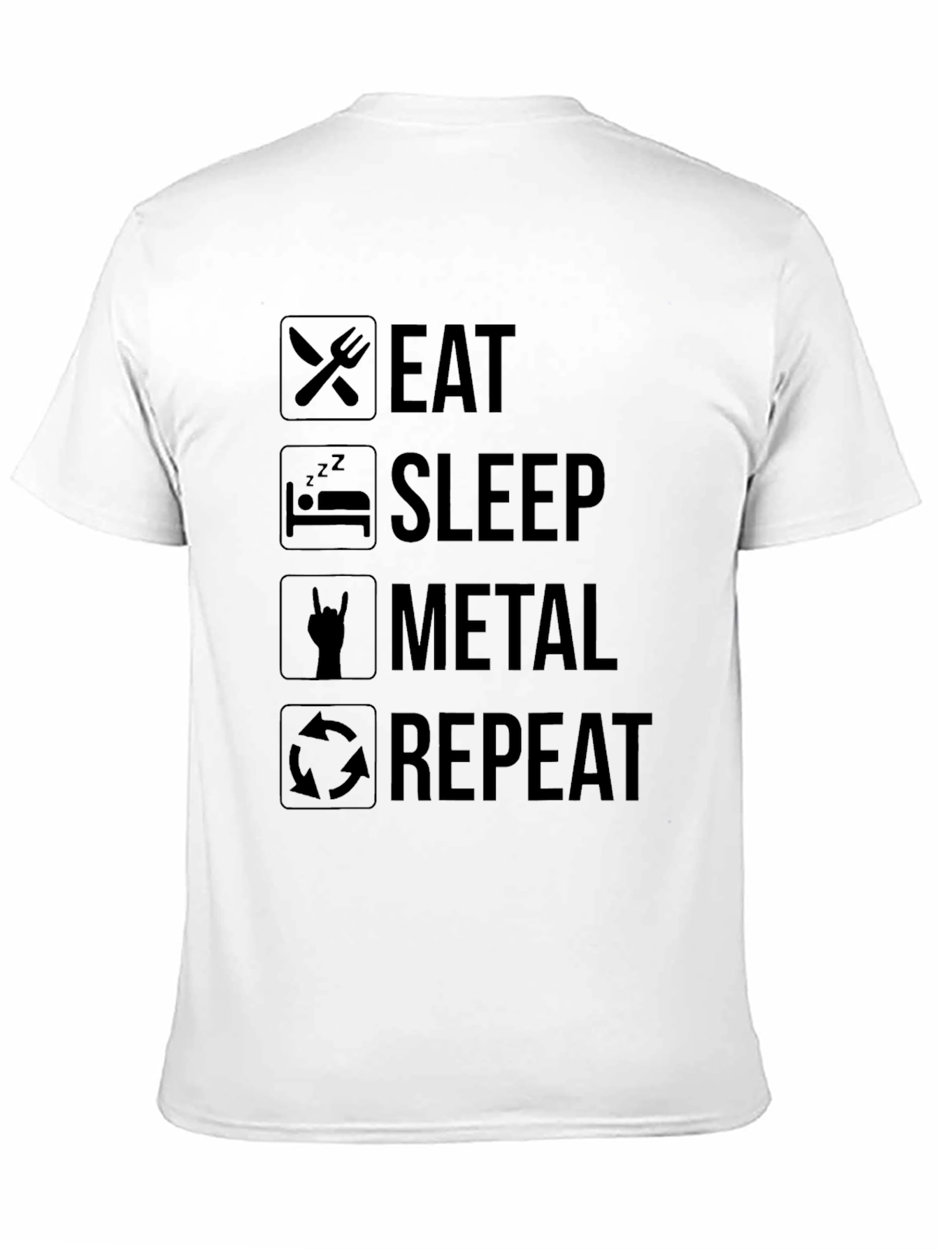 Eat Sleep Metal Repeat Black Graphic T-Shirt