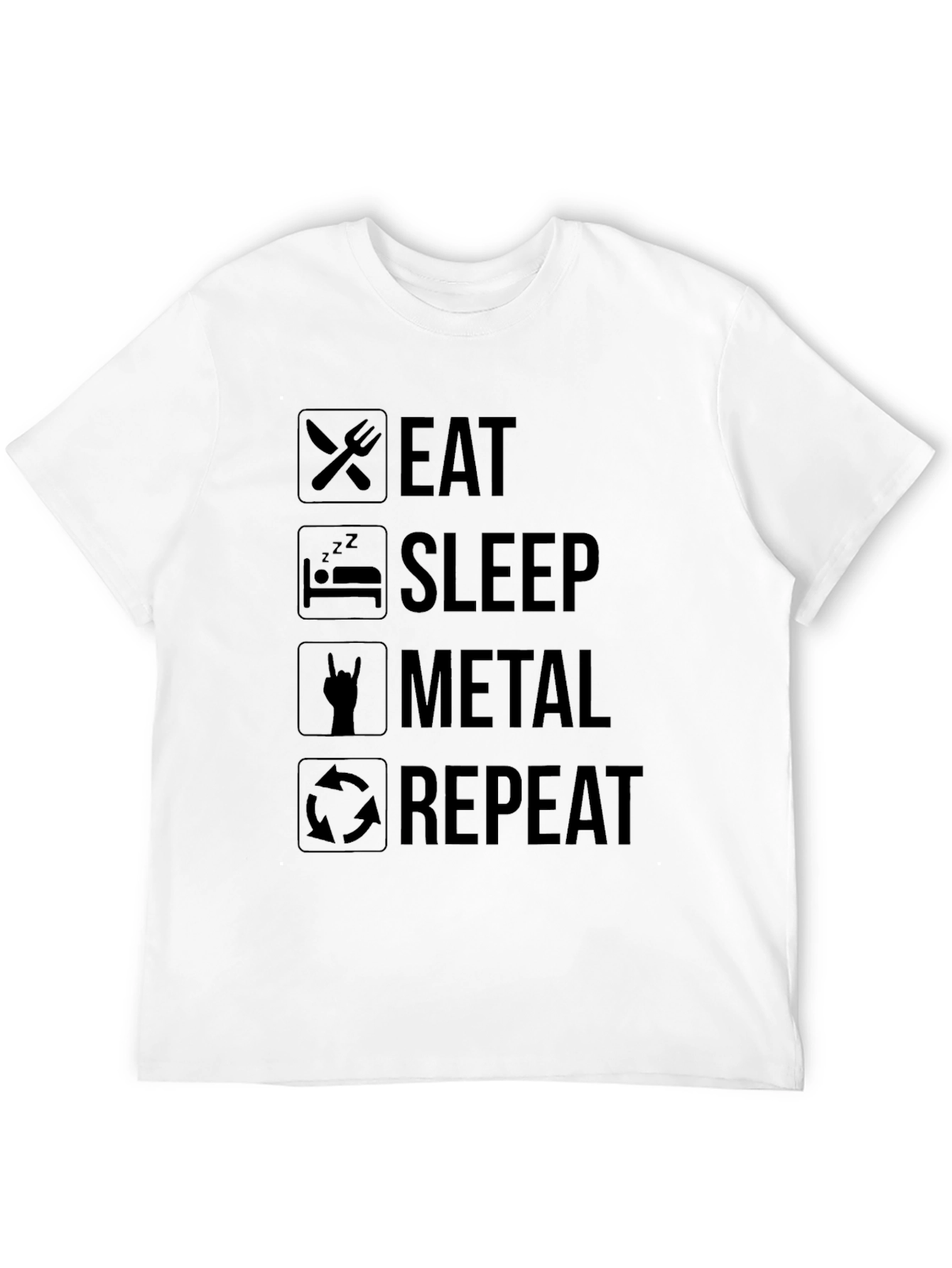 Eat Sleep Metal Repeat Black Graphic T-Shirt