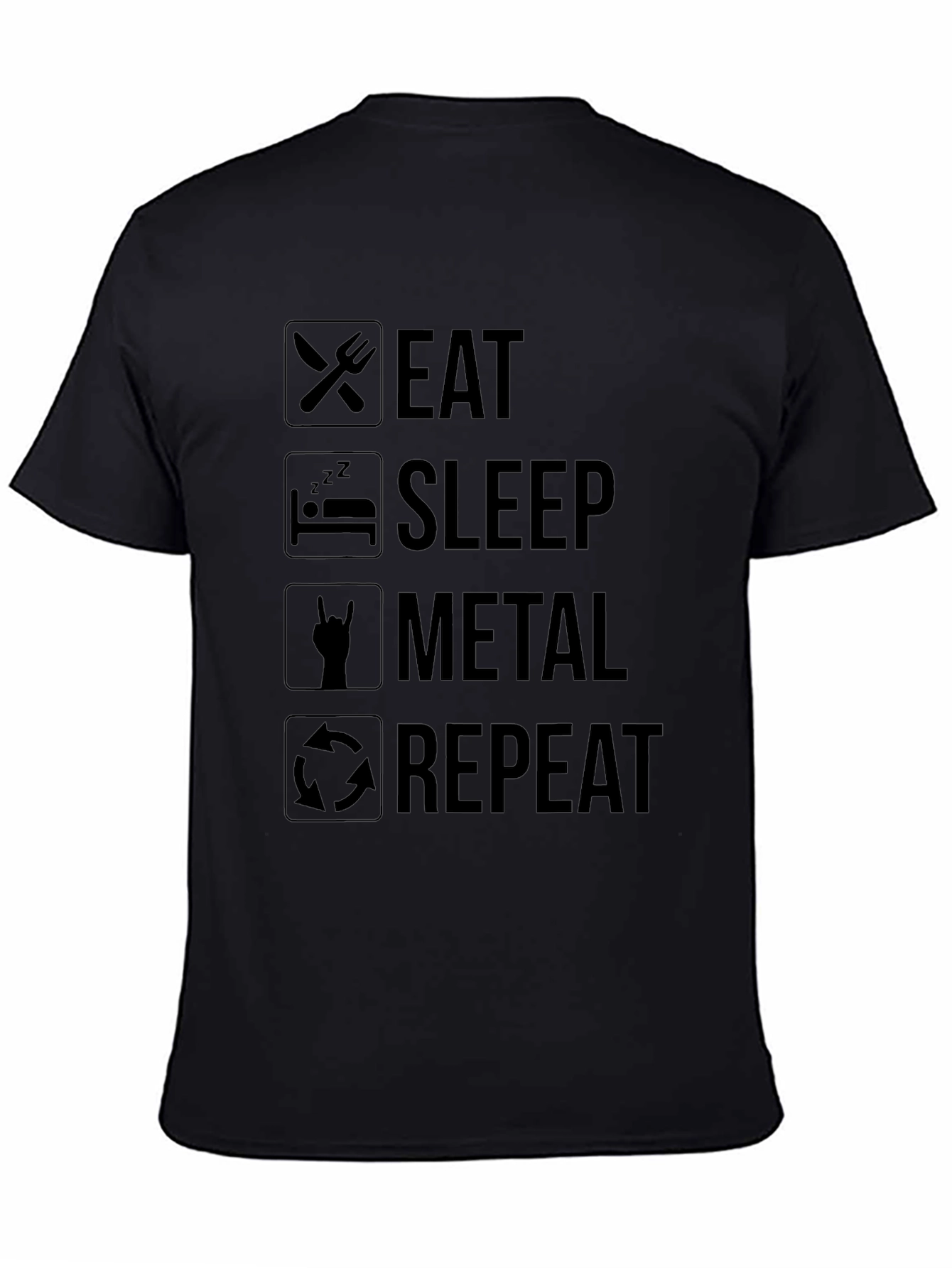 Eat Sleep Metal Repeat Black Graphic T-Shirt