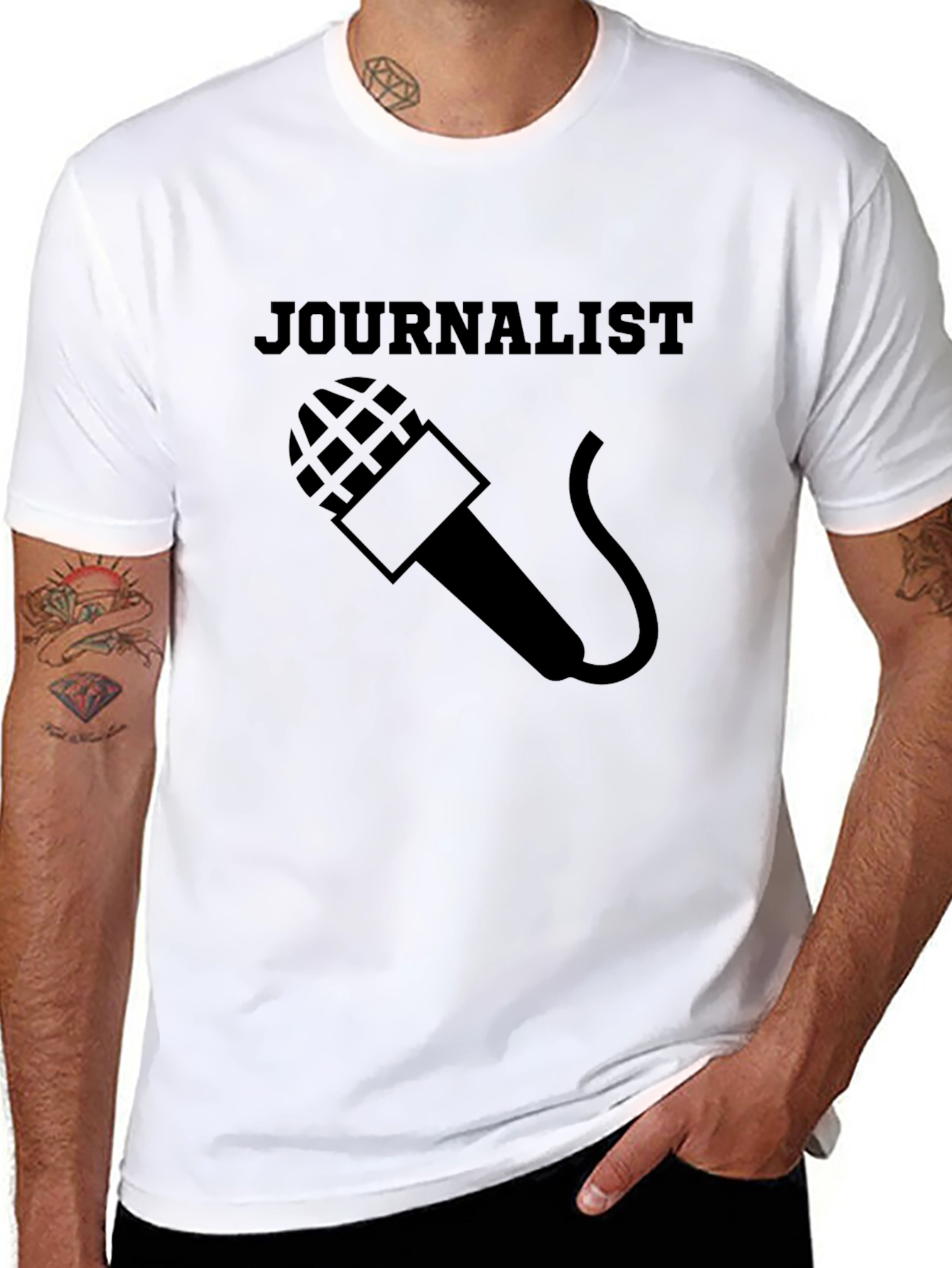 Journalist Microphone Graphic Tee - Black