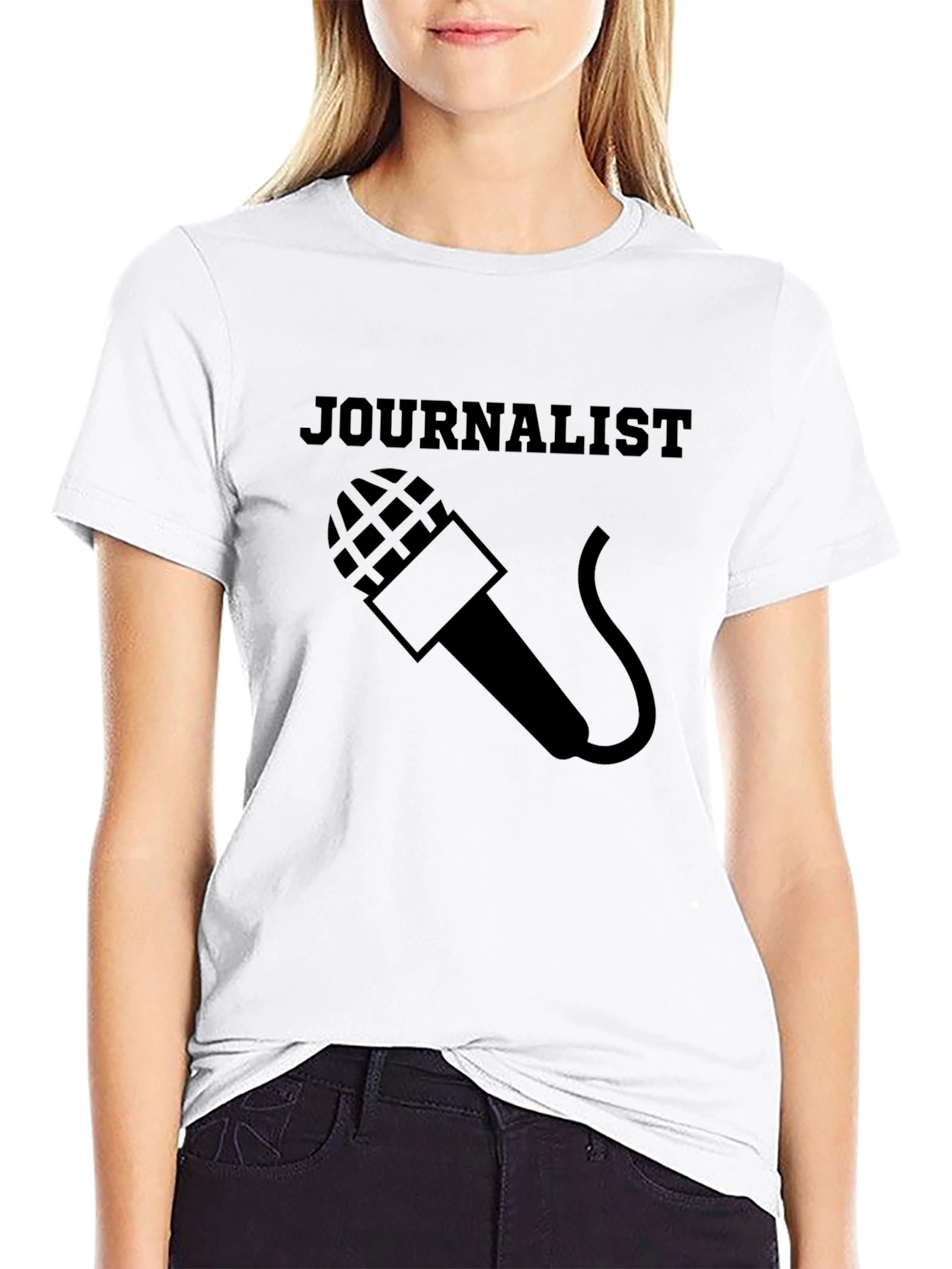 Journalist Microphone Graphic Tee - Black